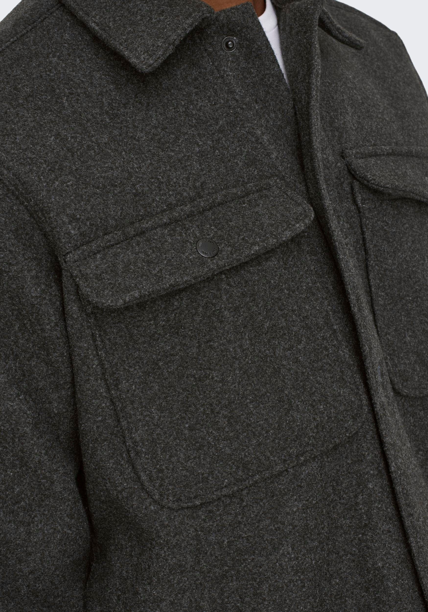 ONLY & SONS Overhemd met lange mouwen ONSASH OVR WOOLEN LOOK PKT LS SHIRT NOOS