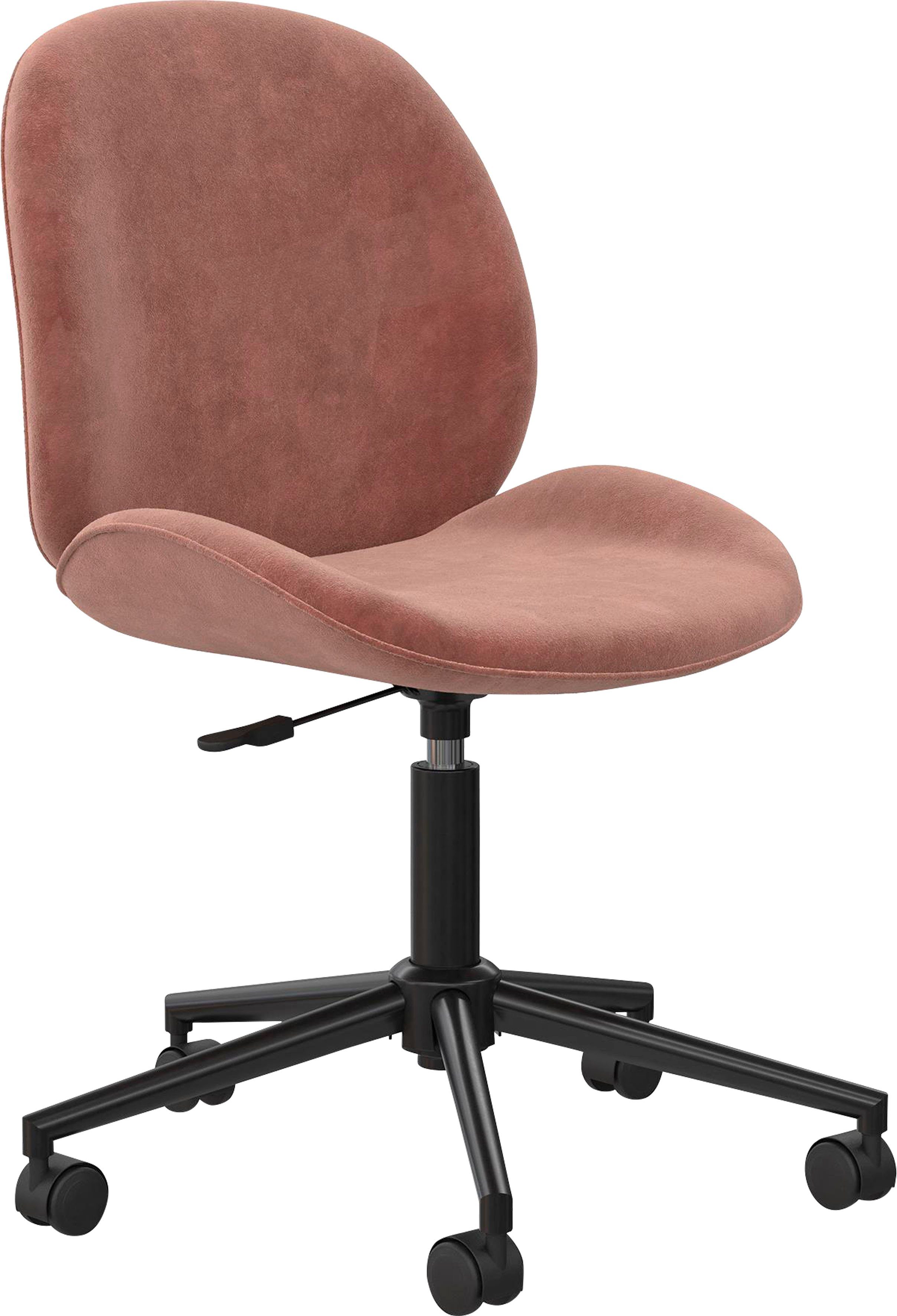 cosmoliving by cosmopolitan bureaustoel astor 360° draaifunctie, metalen frame, zithoogte 43-54 cm (1 stuk) roze
