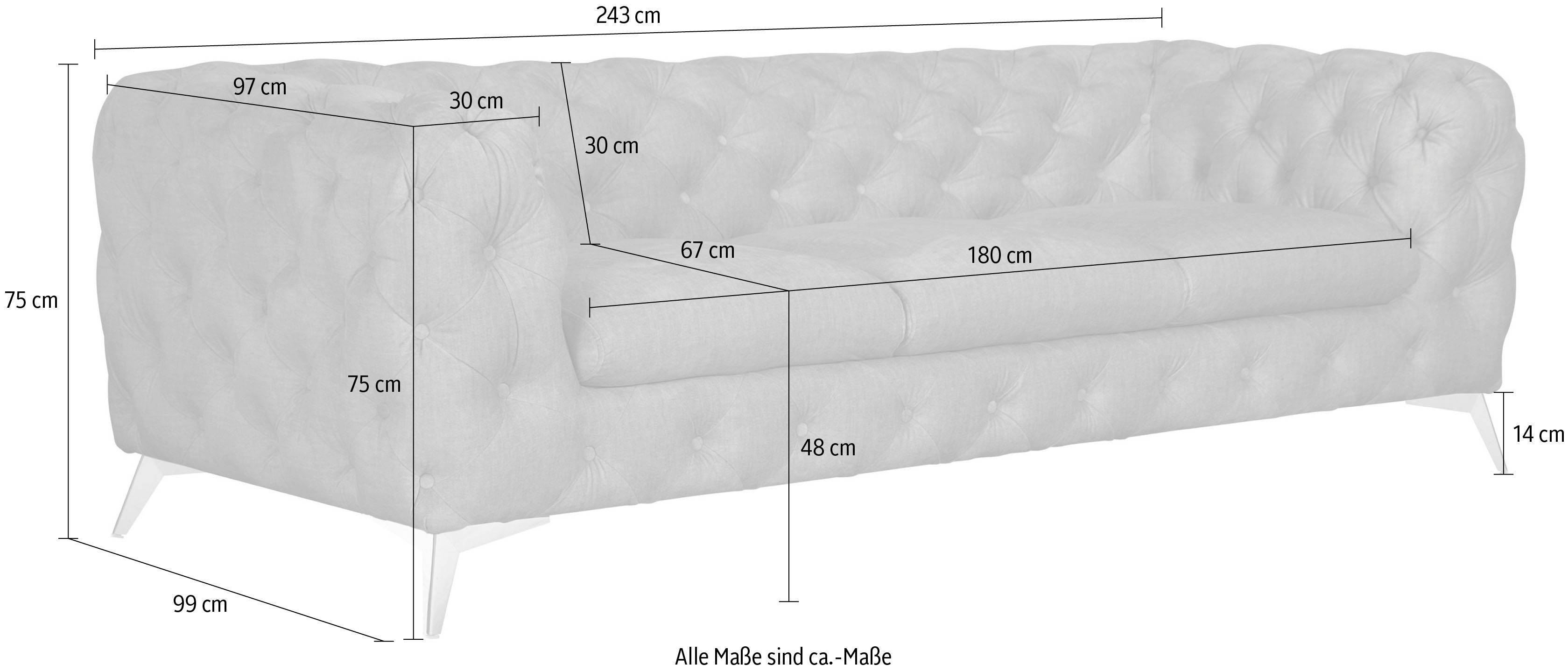 Leonique Chesterfield-bank Glynis luxueuze capitonnage, moderne chesterfield look, kleur van de poten ter keuze