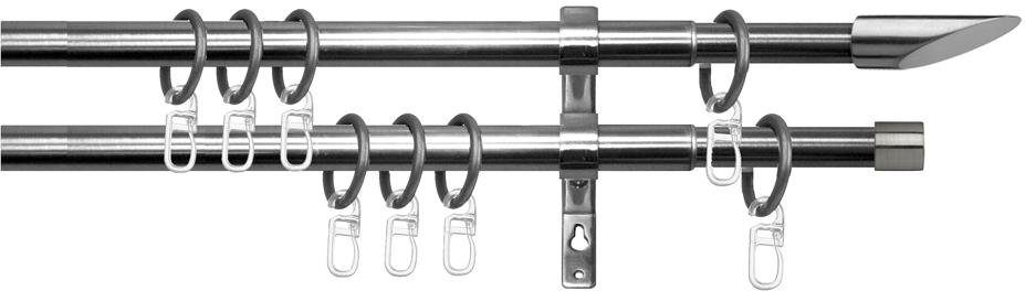 indeko Gordijnroede Evian traploos verstelbare telescoopstang gordijnroedes maat Ø 22 mm x 200 cm - 350 cm zilver