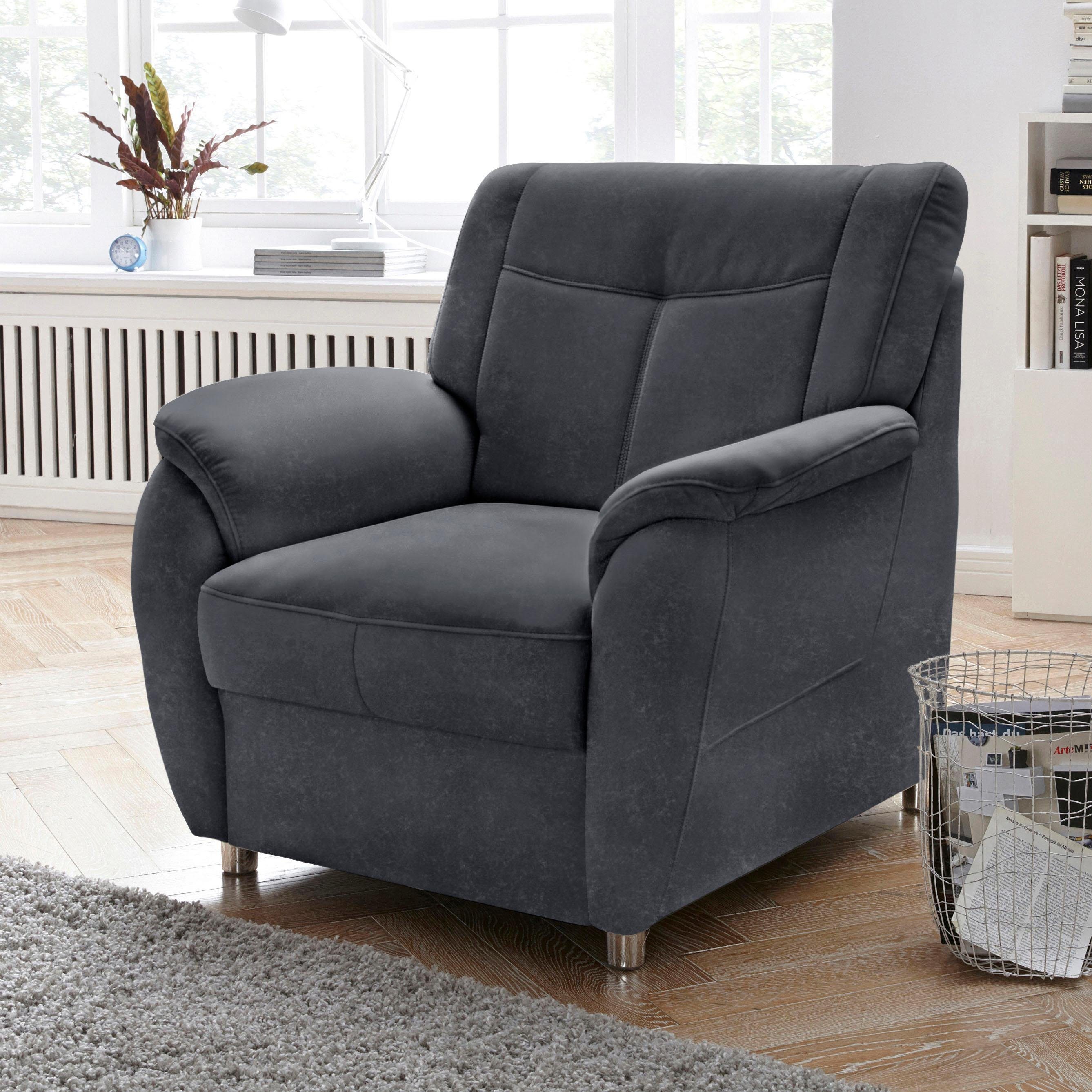 sit&more Fauteuil Sonoma met binnenvering fauteuils maat Luxe-microvezel ALTARA NUBUCK grijs