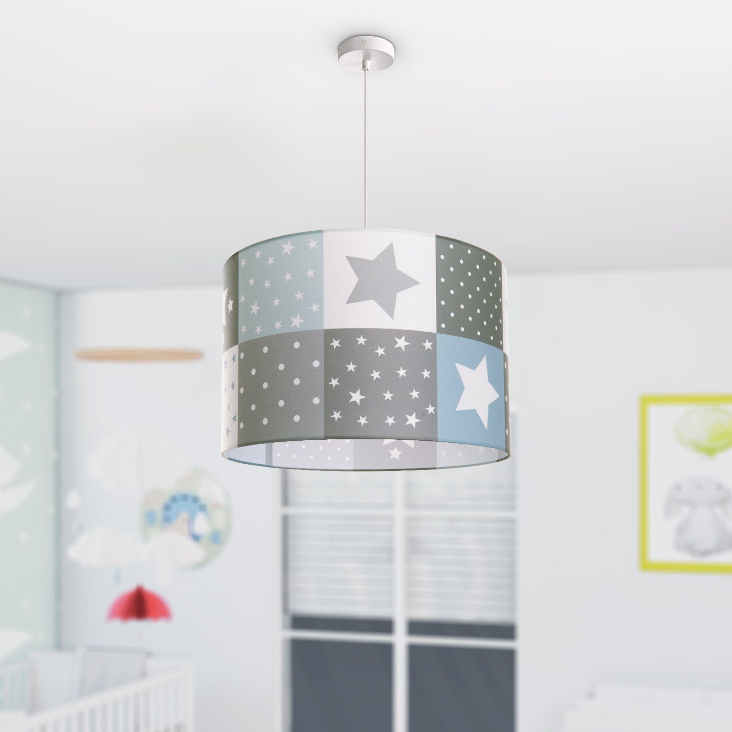 Paco Home Hanglamp Cosmo 345 Kinderlamp plafondlamp LED kinderkamer lamp sterren-motief E27
