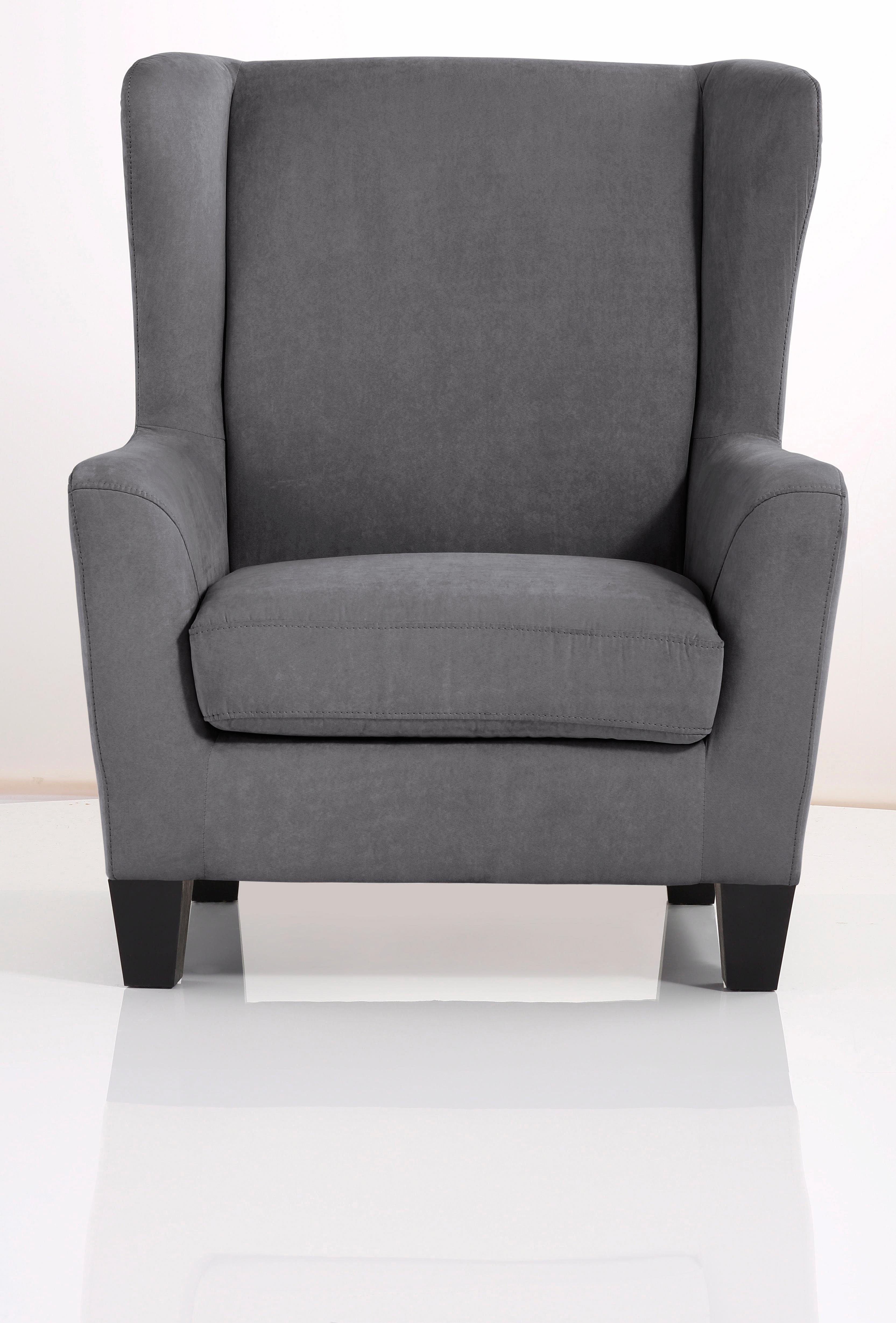 Home affaire Oorfauteuil Chilly, stoel met poef en verenvering, in cord en microvezel bekleding, onze permanente lage prijs (set, 2 stuks)