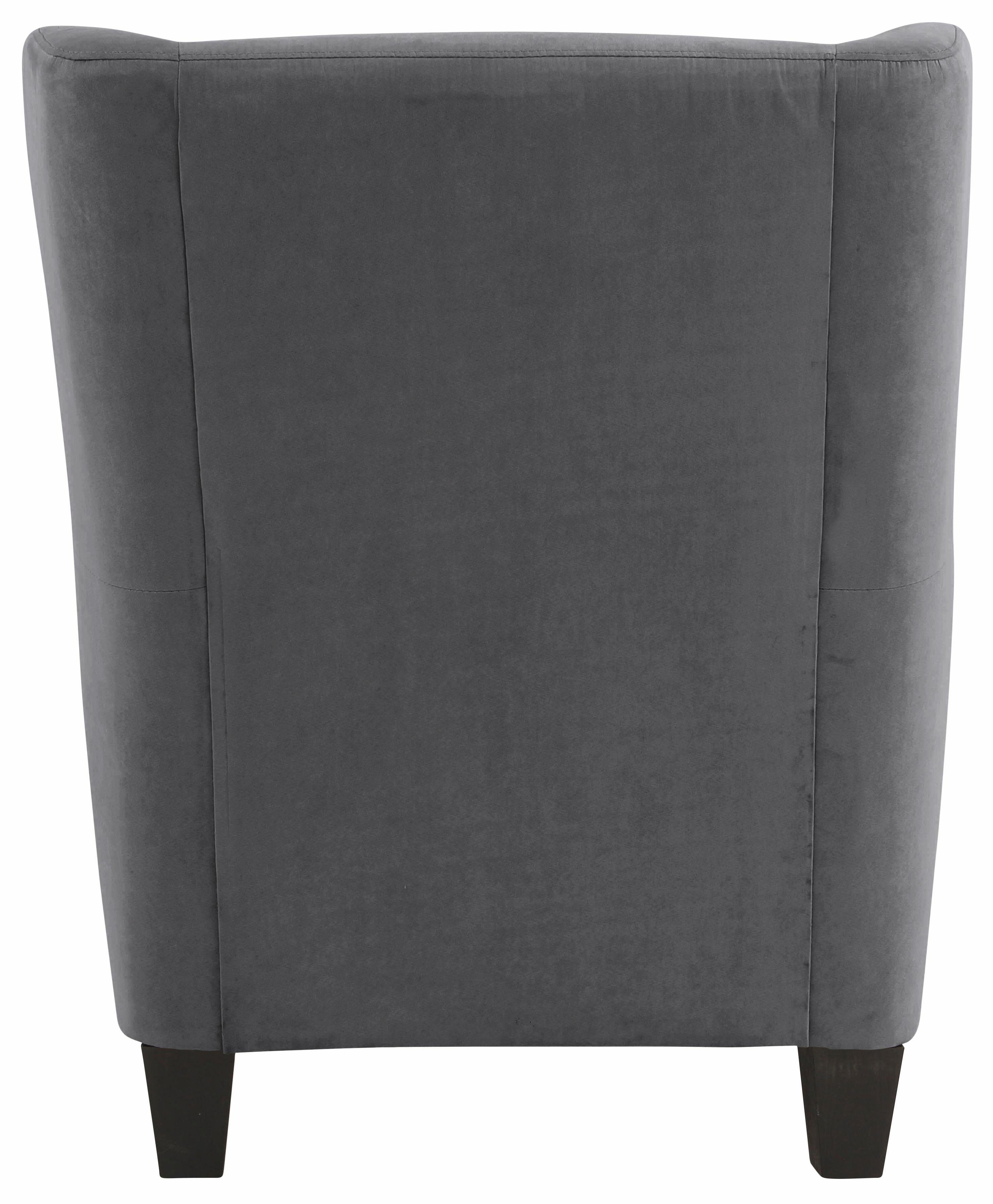 Home affaire Oorfauteuil Chilly, stoel met poef en verenvering, in cord en microvezel bekleding, onze permanente lage prijs (set, 2 stuks)