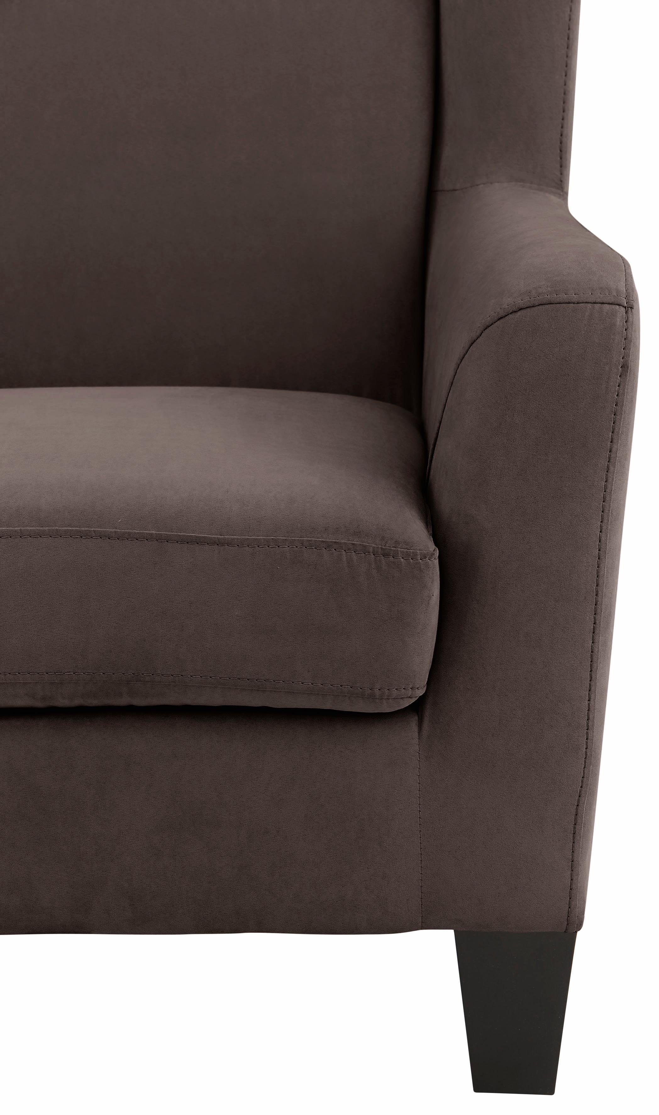 Home affaire Oorfauteuil Chilly, stoel met poef en verenvering, in cord en microvezel bekleding, onze permanente lage prijs (set, 2 stuks)