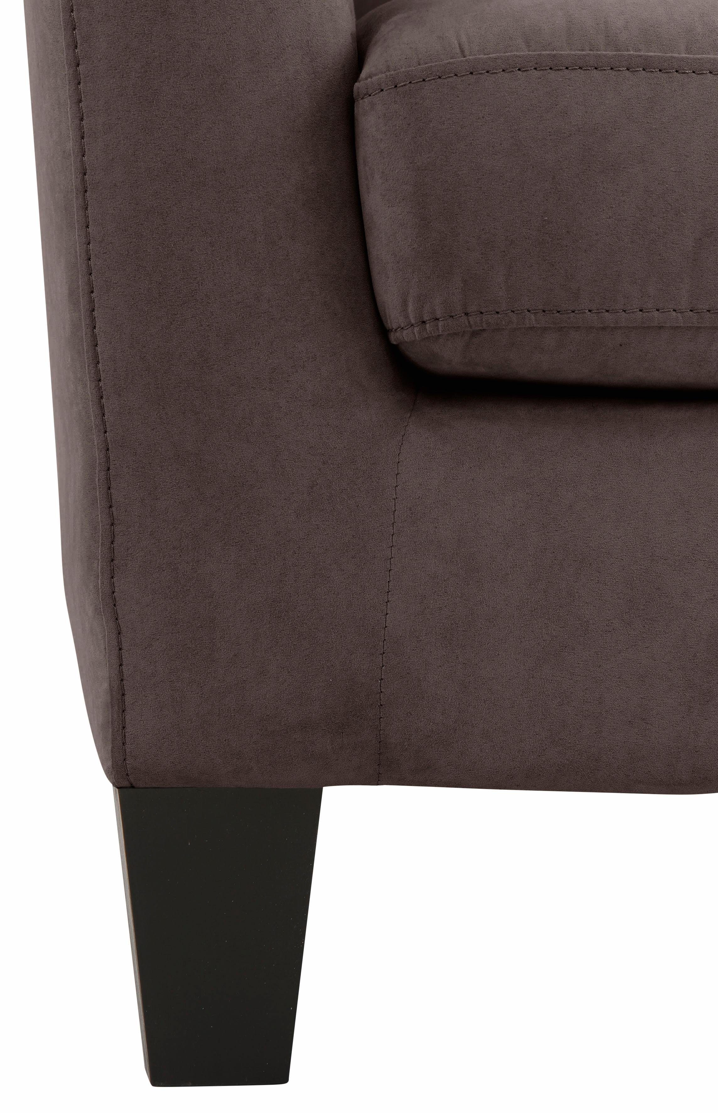 Home affaire Oorfauteuil Chilly, stoel met poef en verenvering, in cord en microvezel bekleding, onze permanente lage prijs (set, 2 stuks)