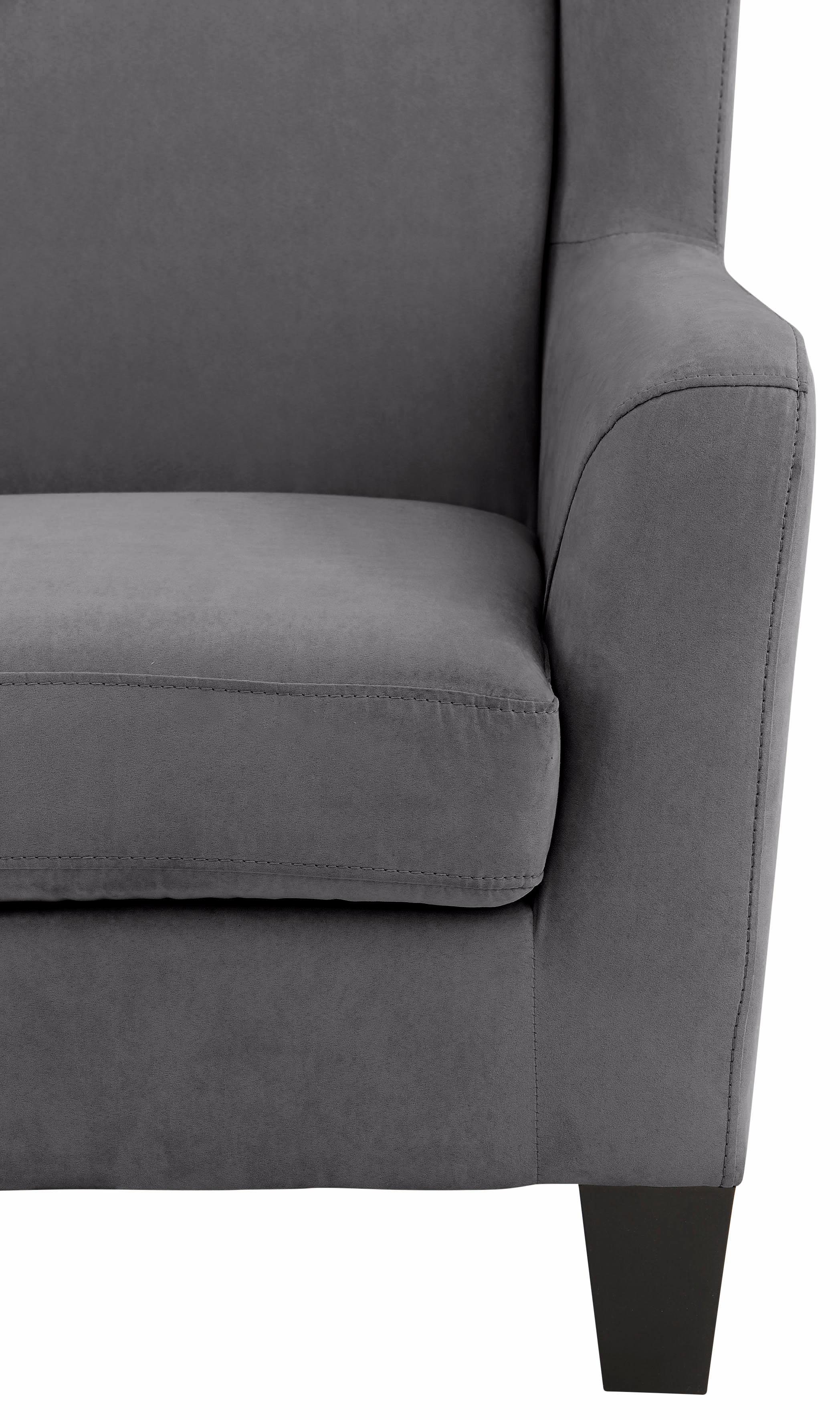 Home affaire Oorfauteuil Chilly, stoel met poef en verenvering, in cord en microvezel bekleding, onze permanente lage prijs (set, 2 stuks)
