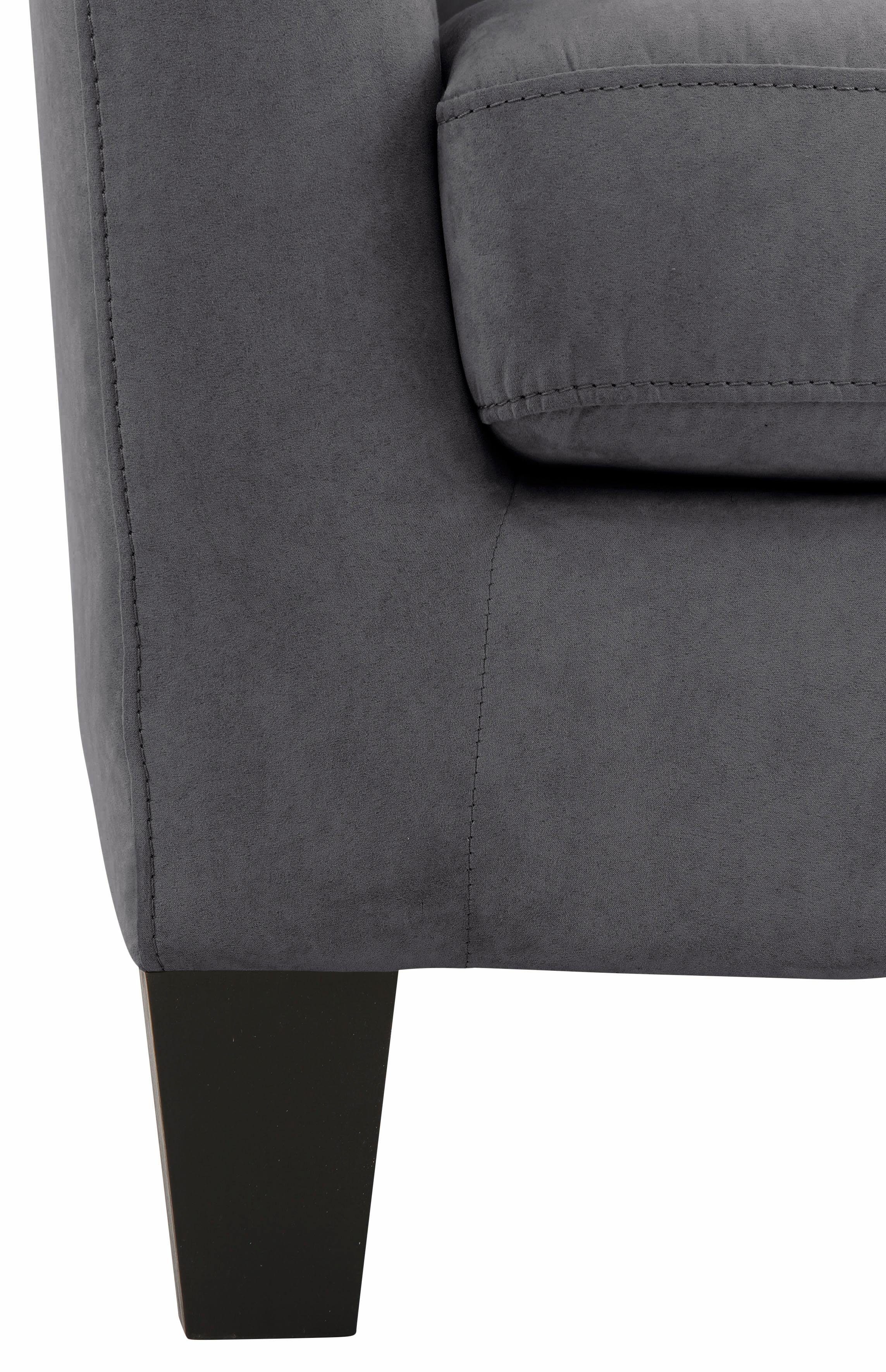 Home affaire Oorfauteuil Chilly, stoel met poef en verenvering, in cord en microvezel bekleding, onze permanente lage prijs (set, 2 stuks)