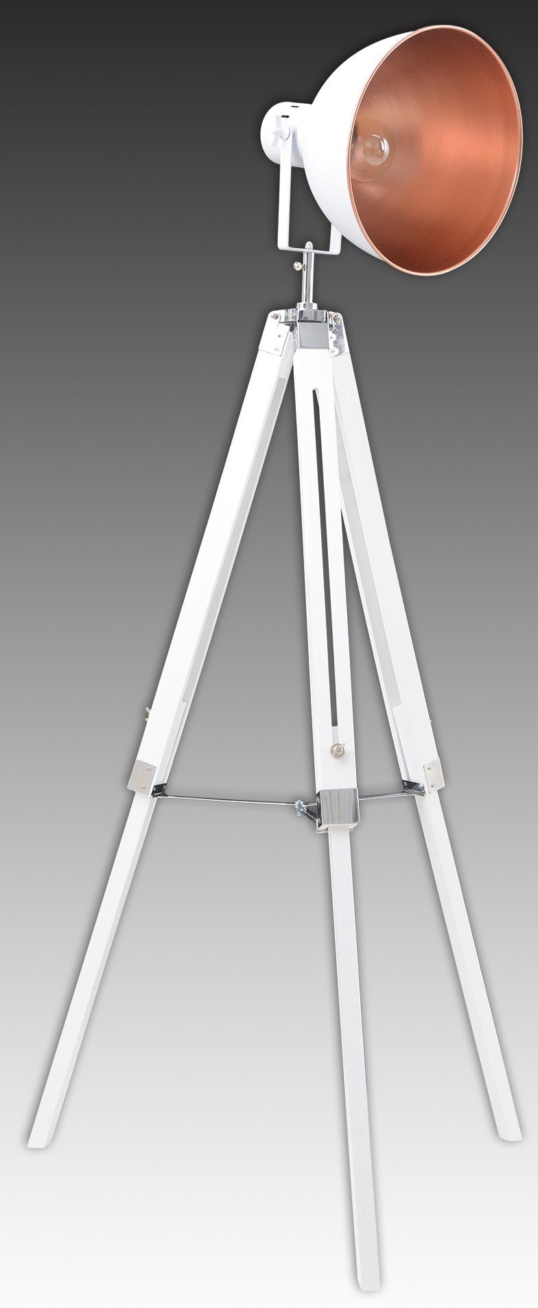 näve Staande lamp Christie E27 max. 40 W, metaal/hout (grenenhout), hoogte verstelbaar: 90-130 cm