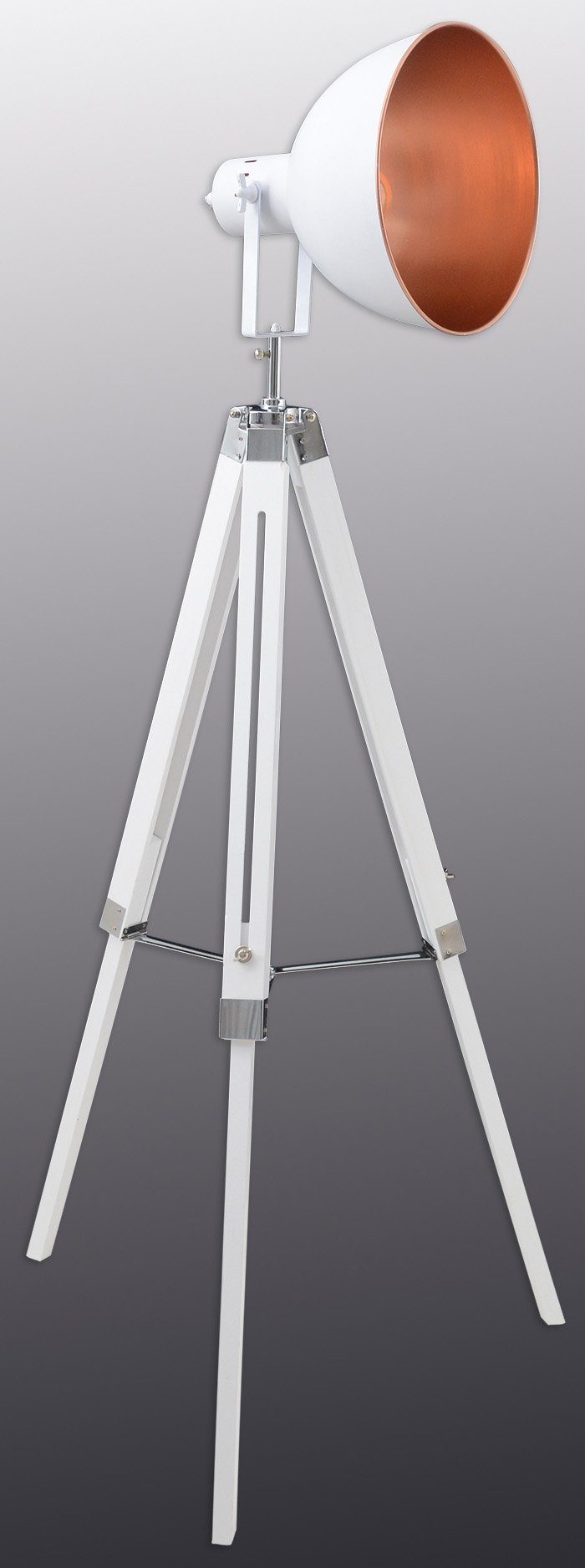 näve Staande lamp Christie E27 max. 40 W, metaal/hout (grenenhout), hoogte verstelbaar: 90-130 cm