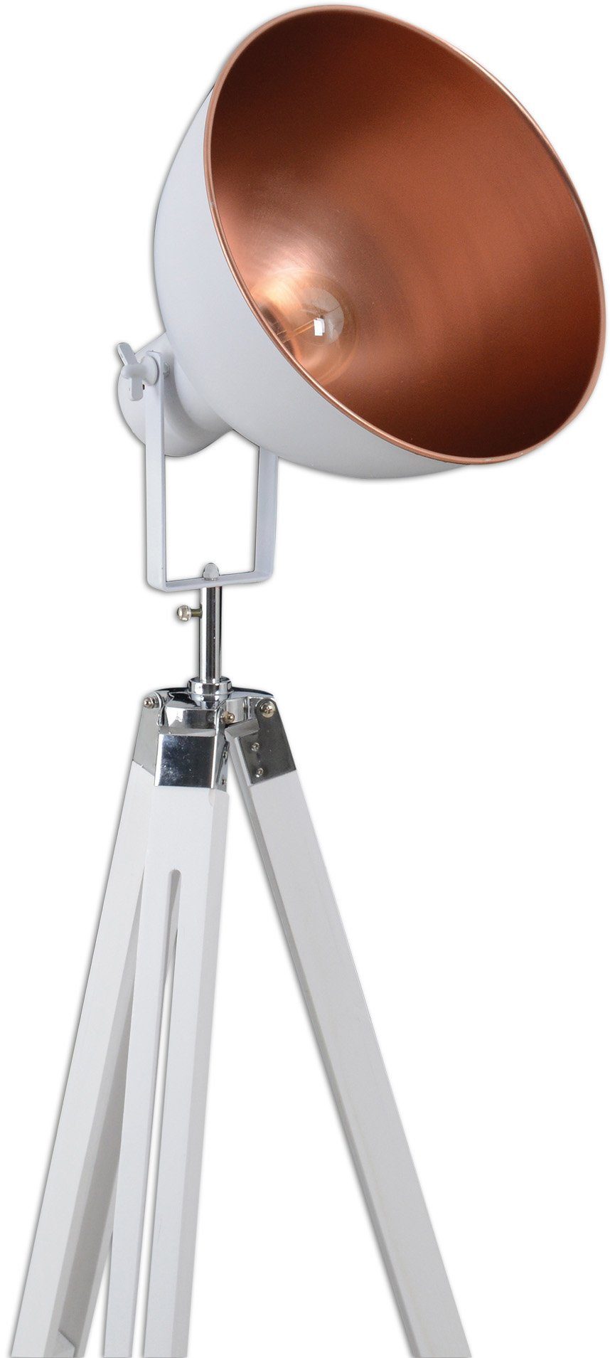 näve Staande lamp Christie E27 max. 40 W, metaal/hout (grenenhout), hoogte verstelbaar: 90-130 cm