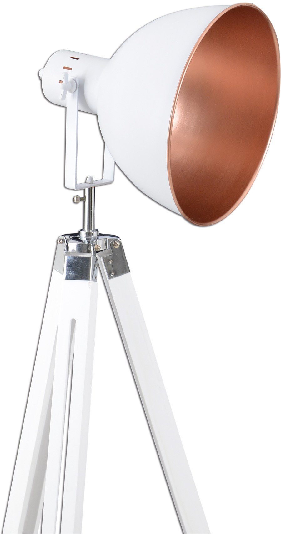 näve Staande lamp Christie E27 max. 40 W, metaal/hout (grenenhout), hoogte verstelbaar: 90-130 cm
