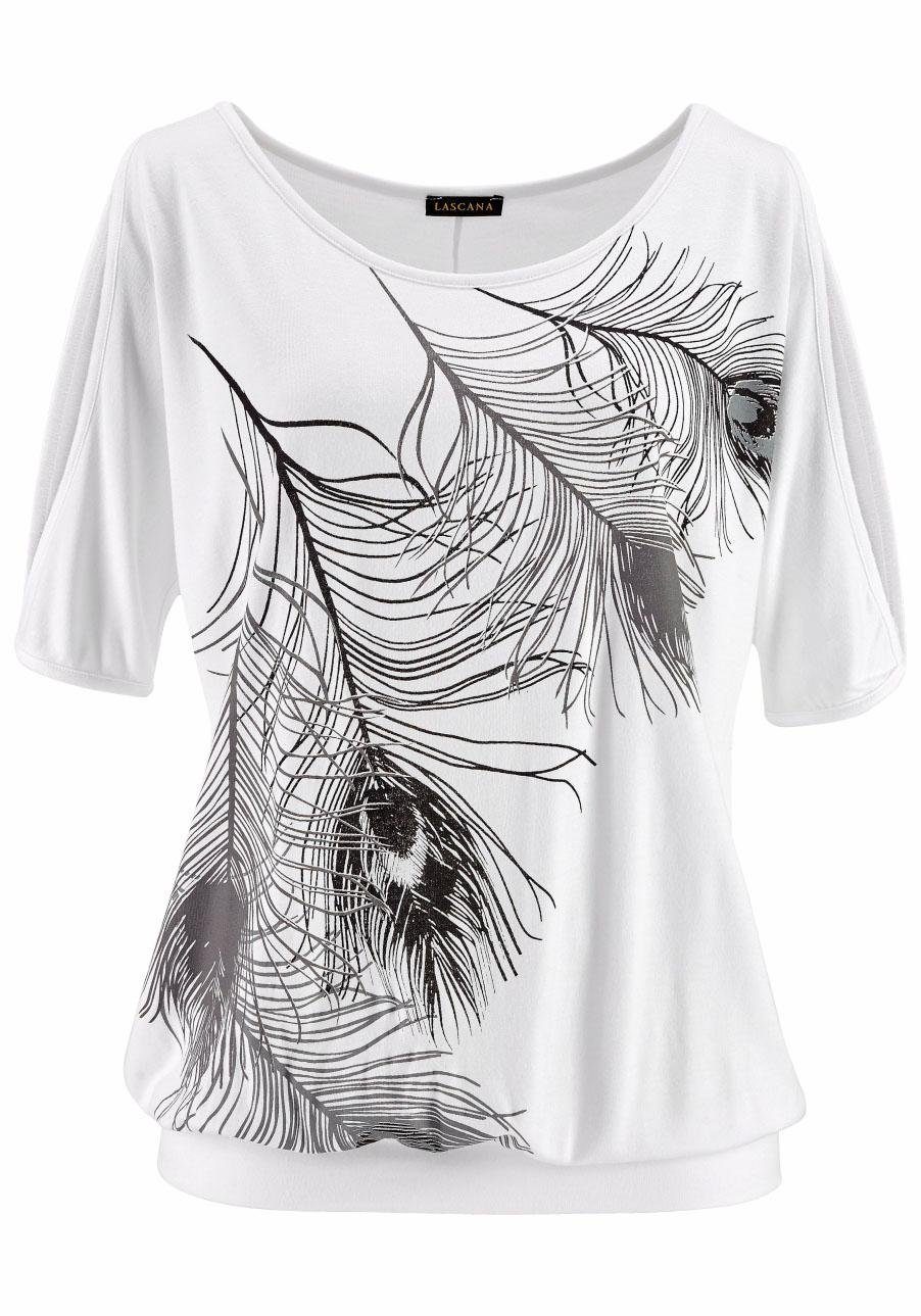 Lascana Strandshirt met splitten aan de mouwen, shirt met korte mouwen, off-the-shoulder