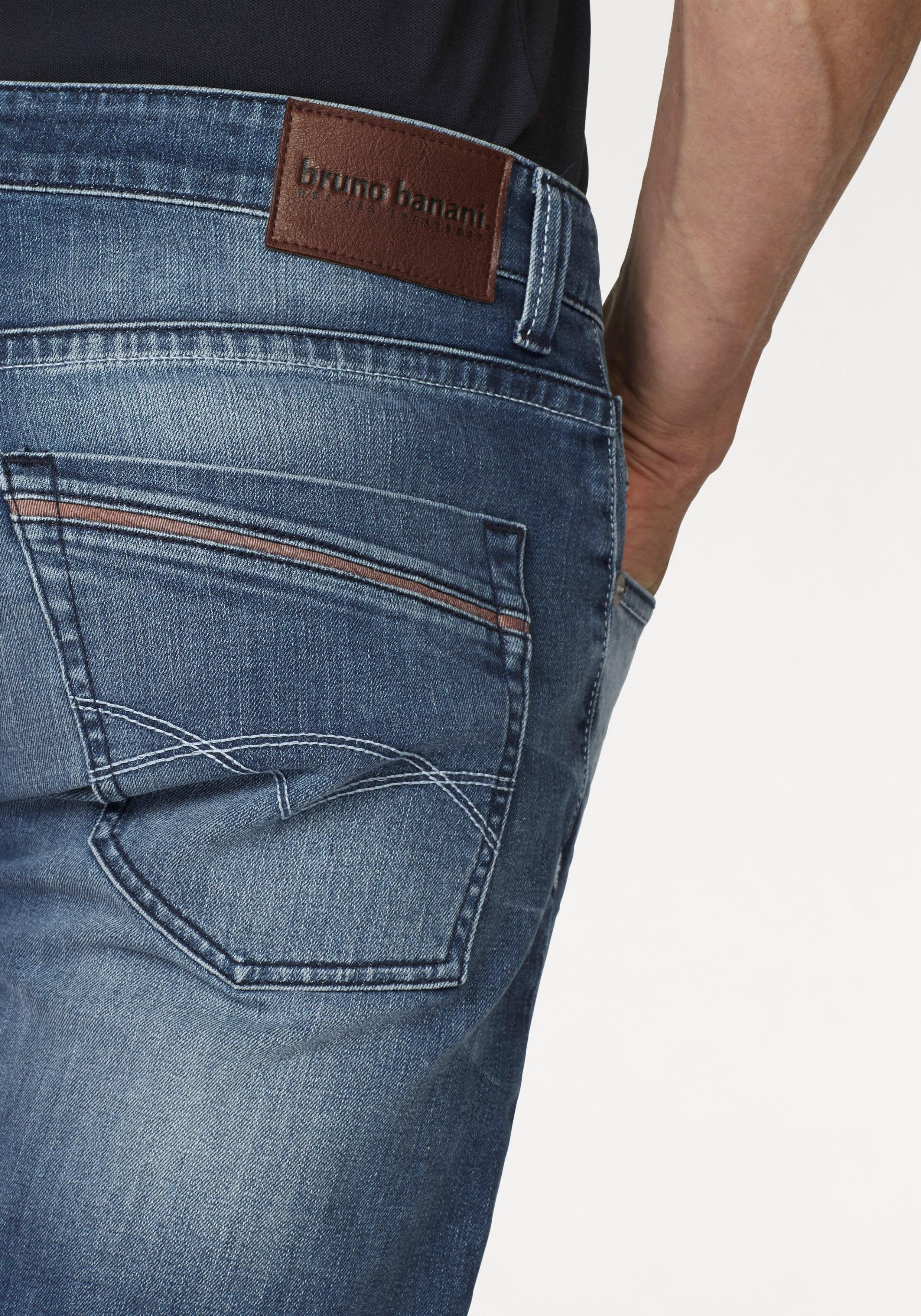 Bruno Banani Straight jeans Dylan rechte pasvorm, used-wassing, lage taille
