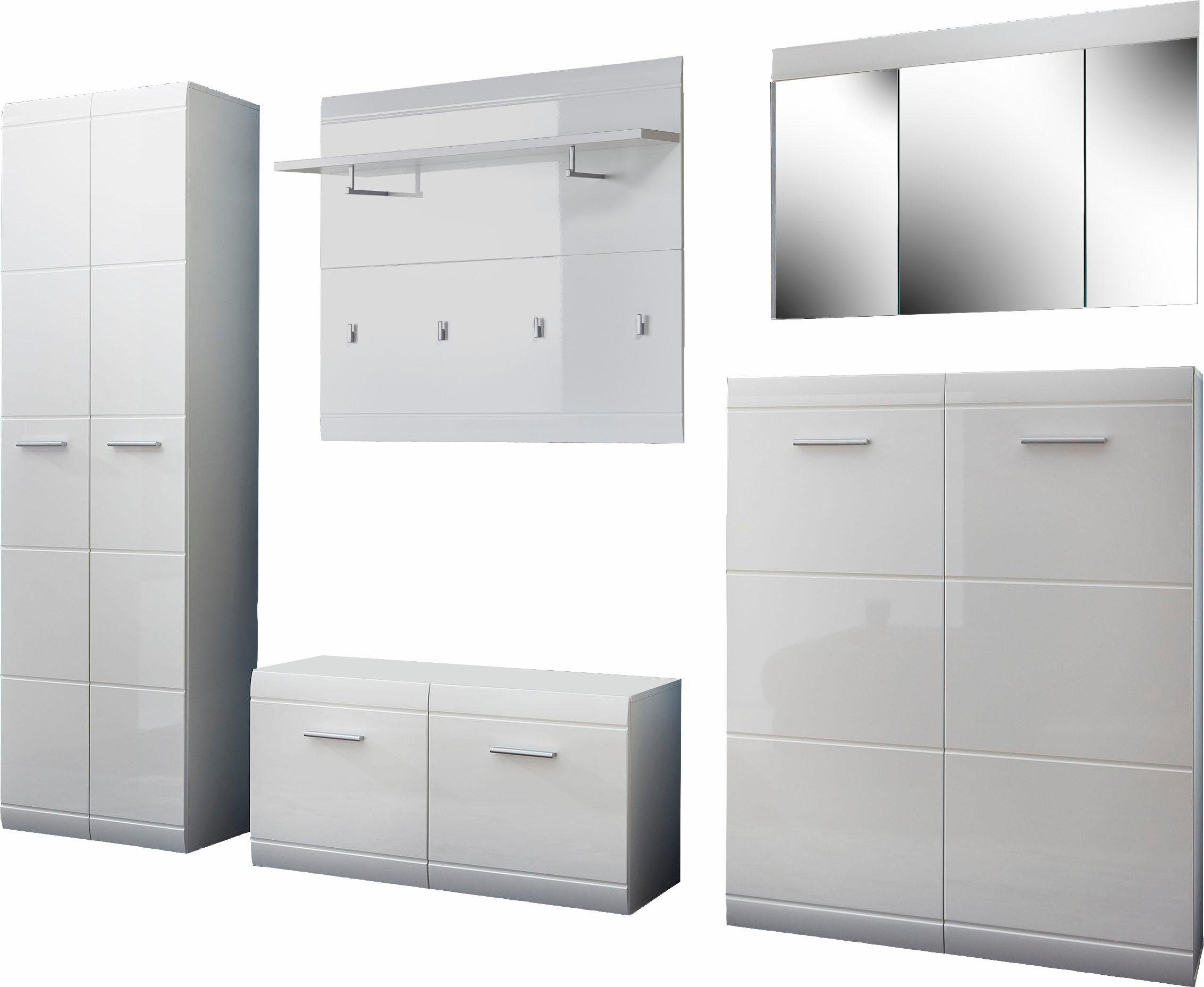 GERMANIA Halmeubelset Adana Kleur wit met hoogglans fronten (set, 5-delig) wandkapstokken wit