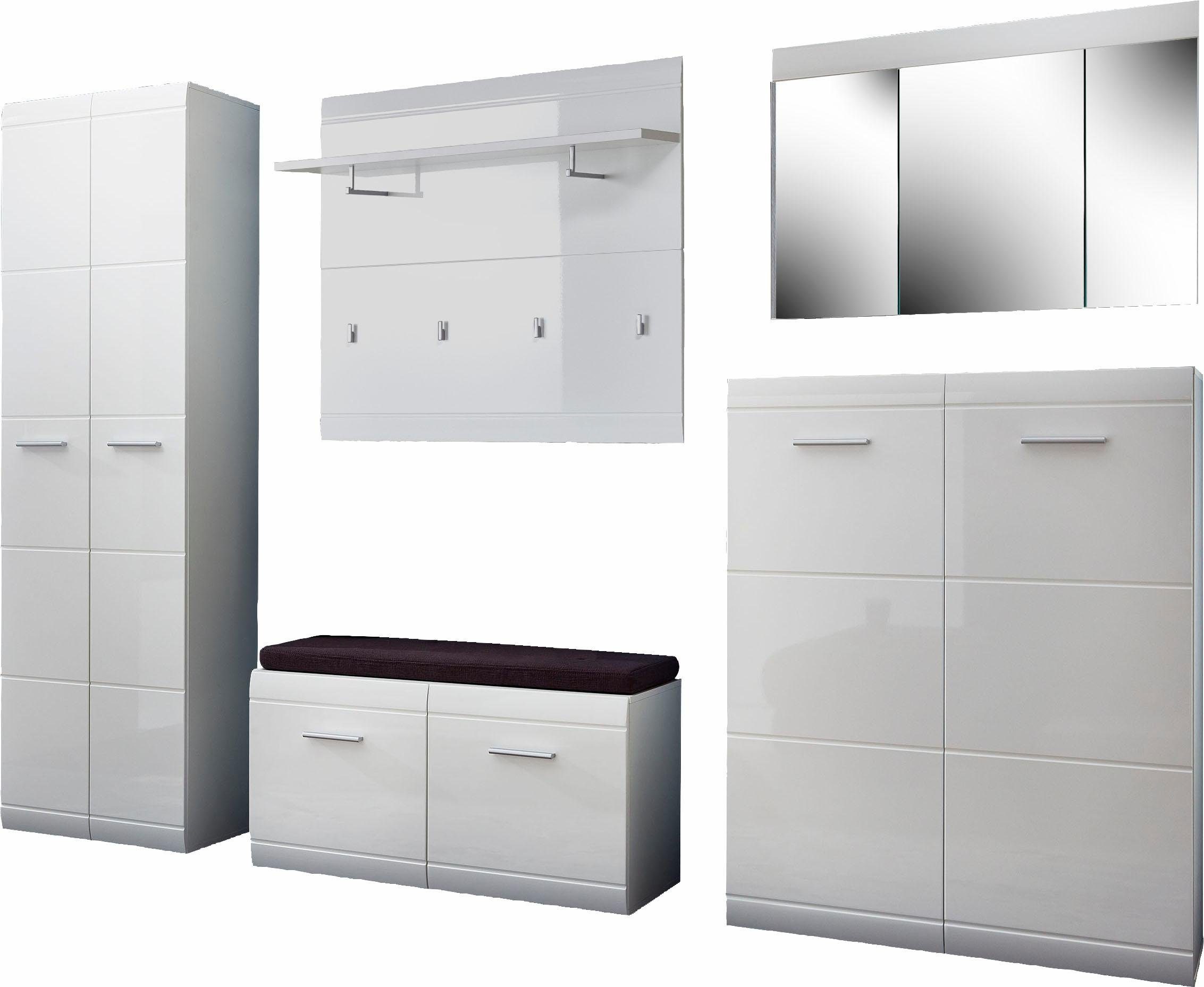 GERMANIA Halmeubelset Adana Kleur wit met hoogglans fronten (set, 6-delig) wandkapstokken wit