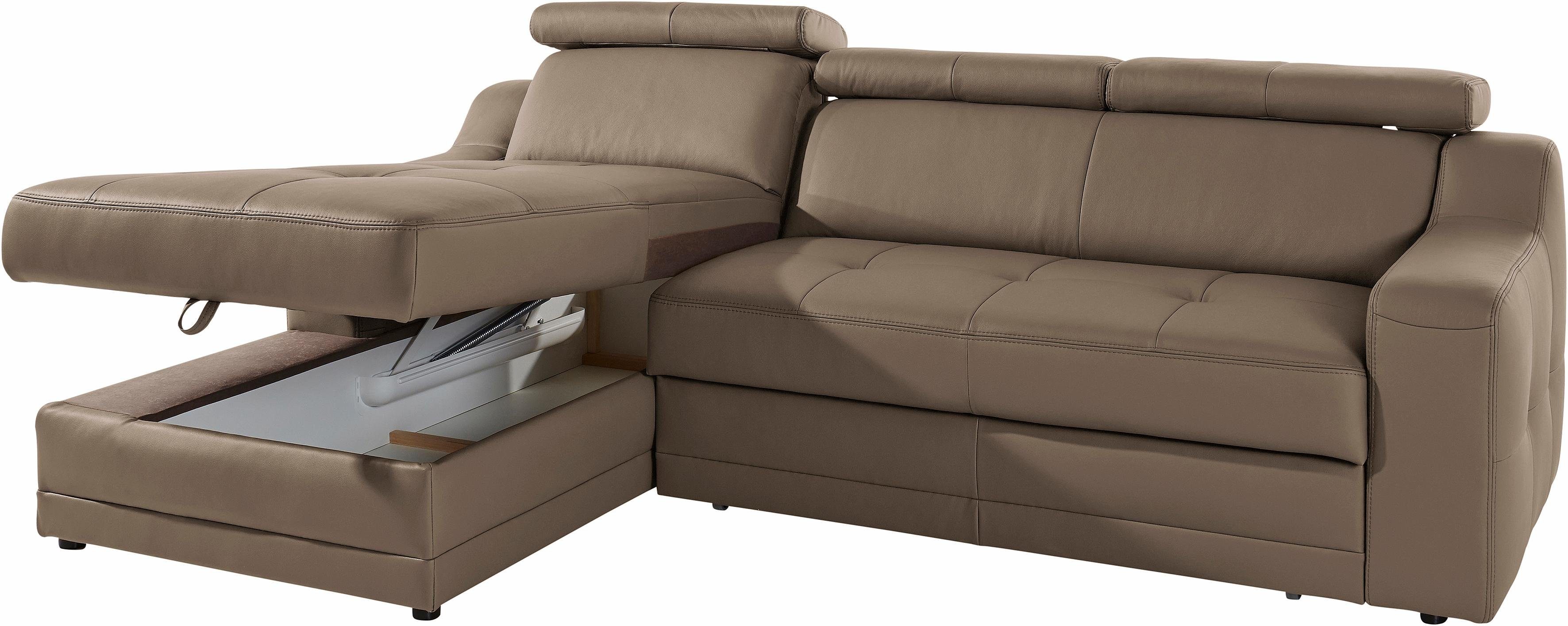 exxpo - sofa fashion Hoekbank Lotos, comfortabel en functioneel, L-vorm met verstelbare hoofdsteun resp. rugleuning, naar keuze met slaapfunctie