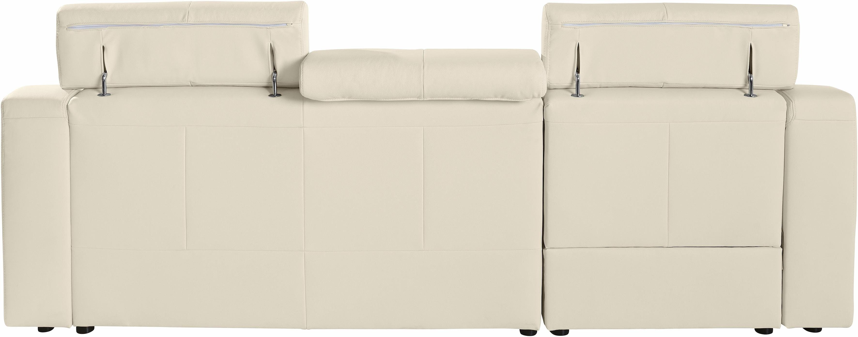 exxpo - sofa fashion Hoekbank Lotos, comfortabel en functioneel, L-vorm met verstelbare hoofdsteun resp. rugleuning, naar keuze met slaapfunctie