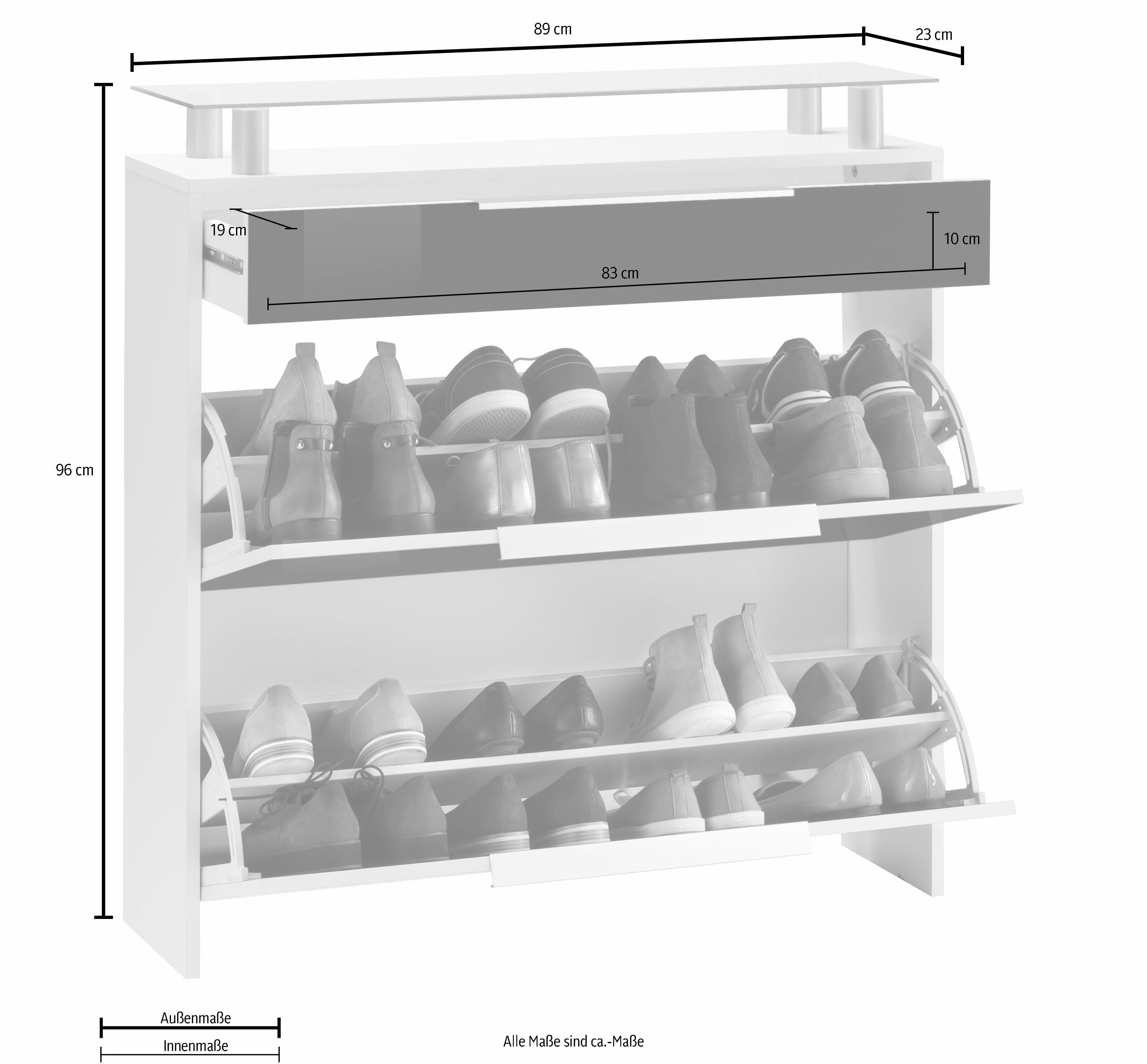 borchardt Möbel Schoenenkast Oliva Breedte 89 cm, hangend, met 2 dubbele trommels en 1 lade