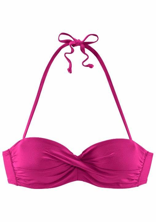 s.oliver red label beachwear bandeau-bikinitop spain unikleur in wikkel-look roze