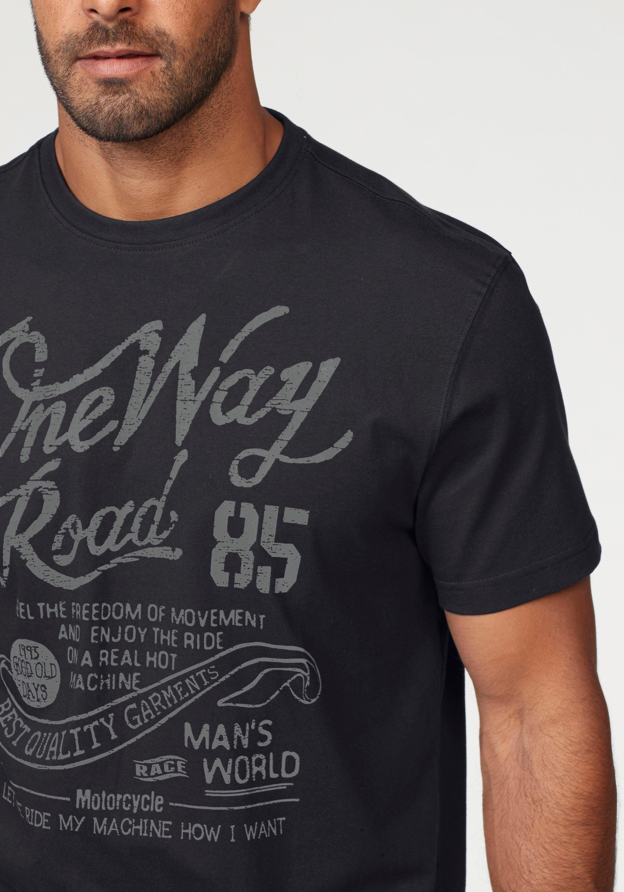 Man's World T-shirt Korte mouwen, regular fit, met print, ronde hals, in used-look