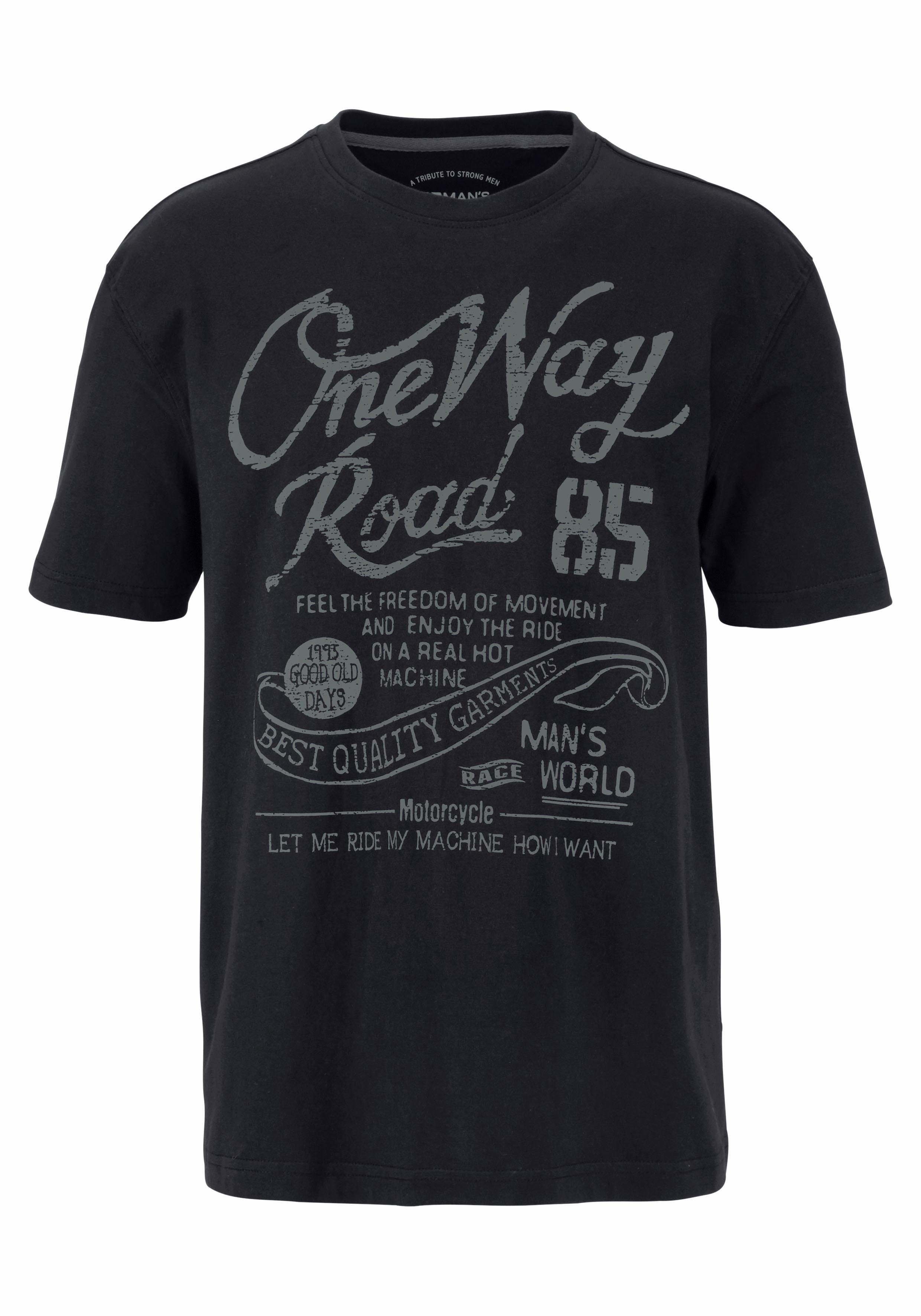 Man's World T-shirt Korte mouwen, regular fit, met print, ronde hals, in used-look