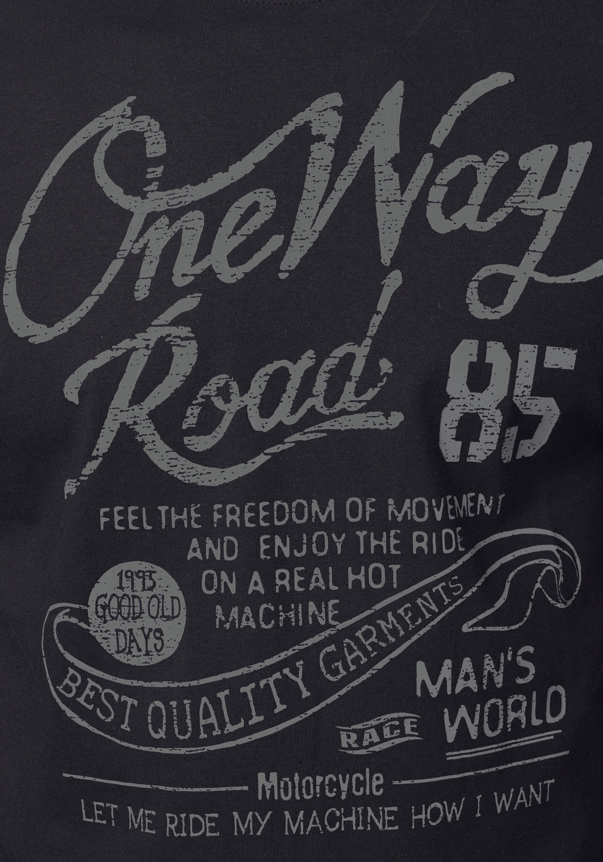 Man's World T-shirt Korte mouwen, regular fit, met print, ronde hals, in used-look