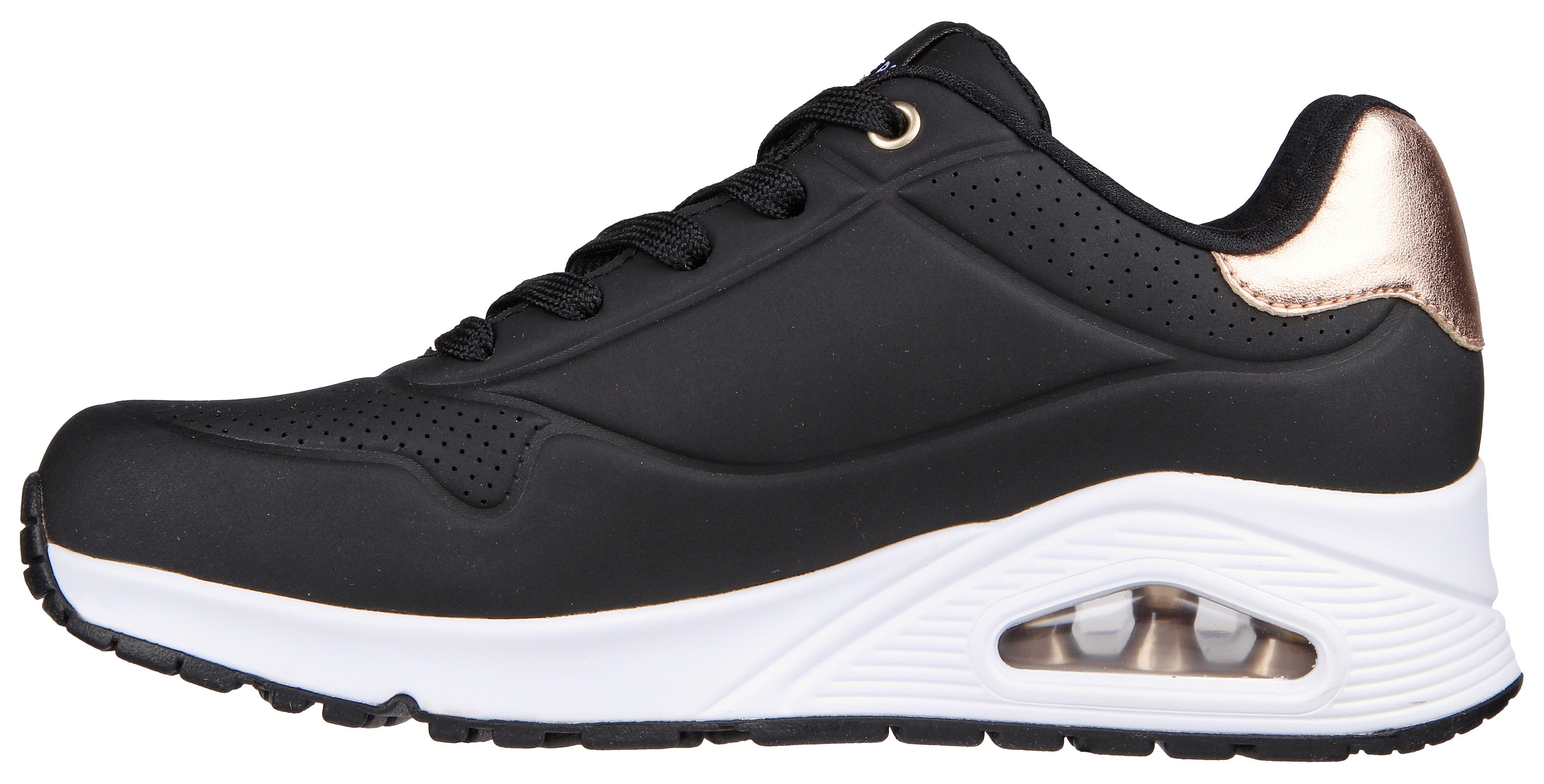 Skechers Sneakers UNO GOLDEN AIR Vrijetijdsschoen, lage schoen, veterschoen met metallic inzet