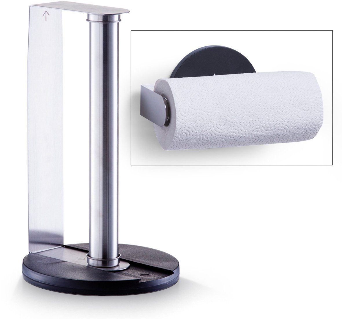 Zeller Present Keukenrolhouder RVS/kunststof combinatie rollenhouders zilver