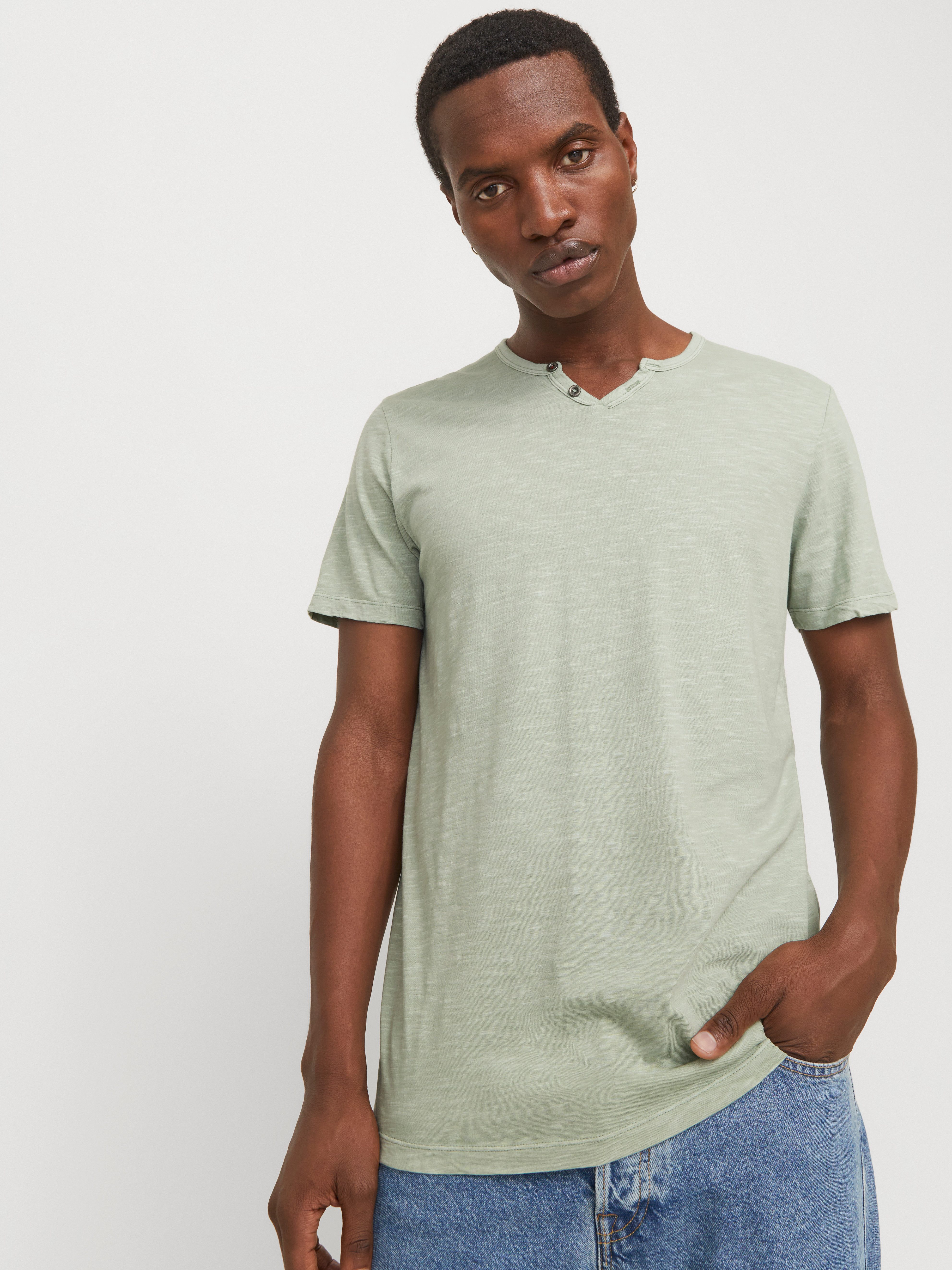 Jack & Jones T-shirt JJESPLIT NECK TEE SS NOOS
