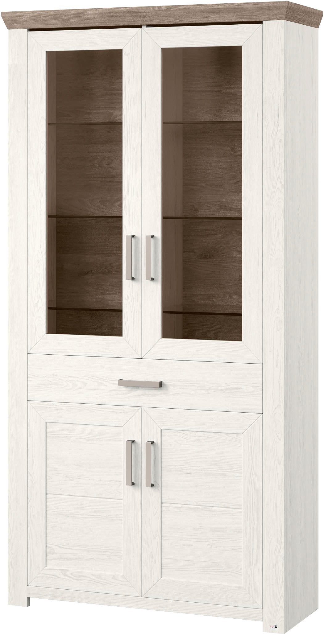 set one by Musterring Staande vitrinekast York Type 18, met twee glazen deuren, in 3 kleurvarianten, hoogte 207 cm