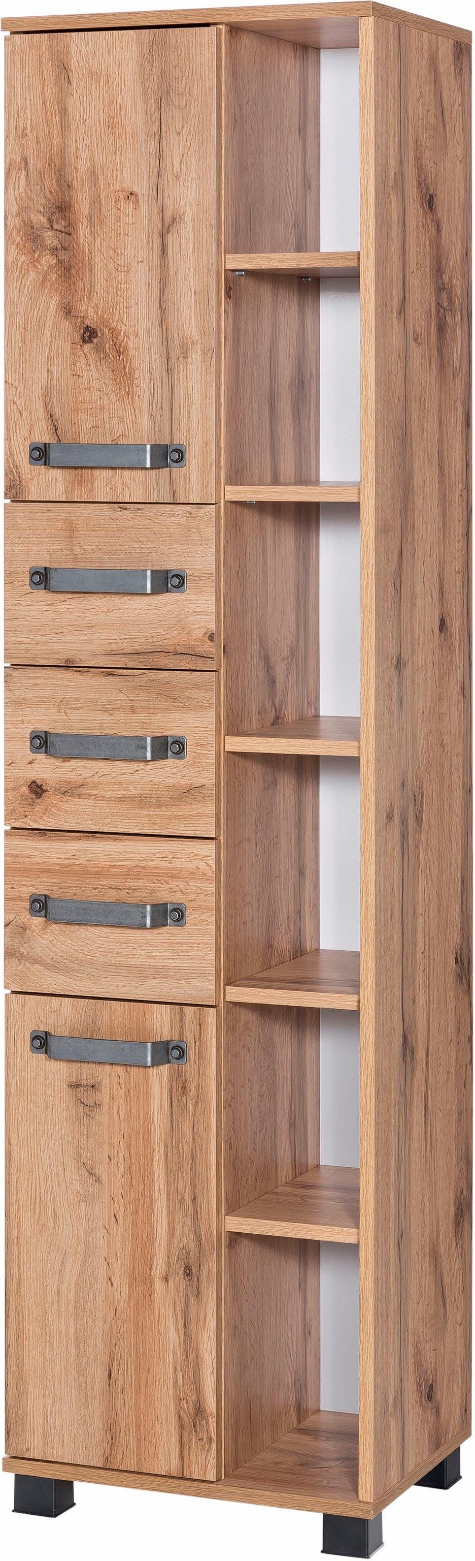 Schildmeyer Hoge kast Milan Breedte 42 cm, met 2 deuren, 3 laden & 6 open vakken