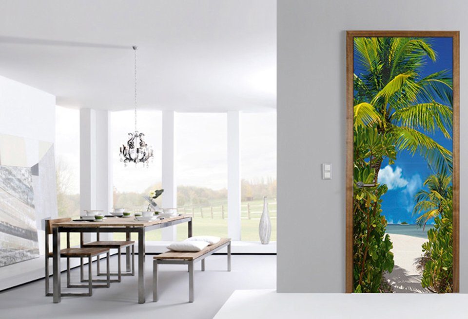 Papermoon Fotobehang Tahiti - Deurbehang Vlies, 2 banen, 90x 200 cm (2-delig)
