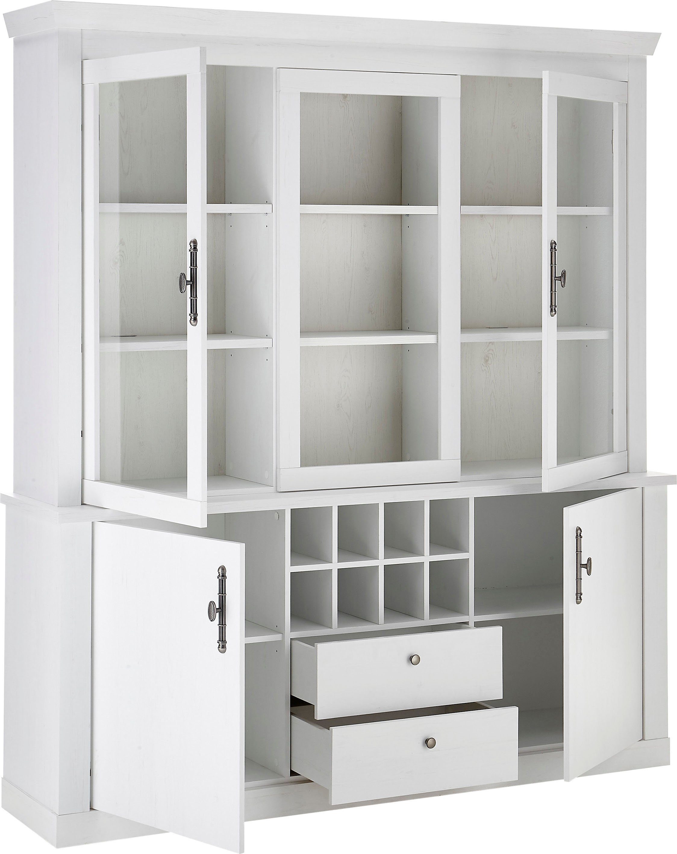 Home affaire Buffetkast Ravenna in romantische landelijke stijl, grepen van metaal, hoogte 207 cm