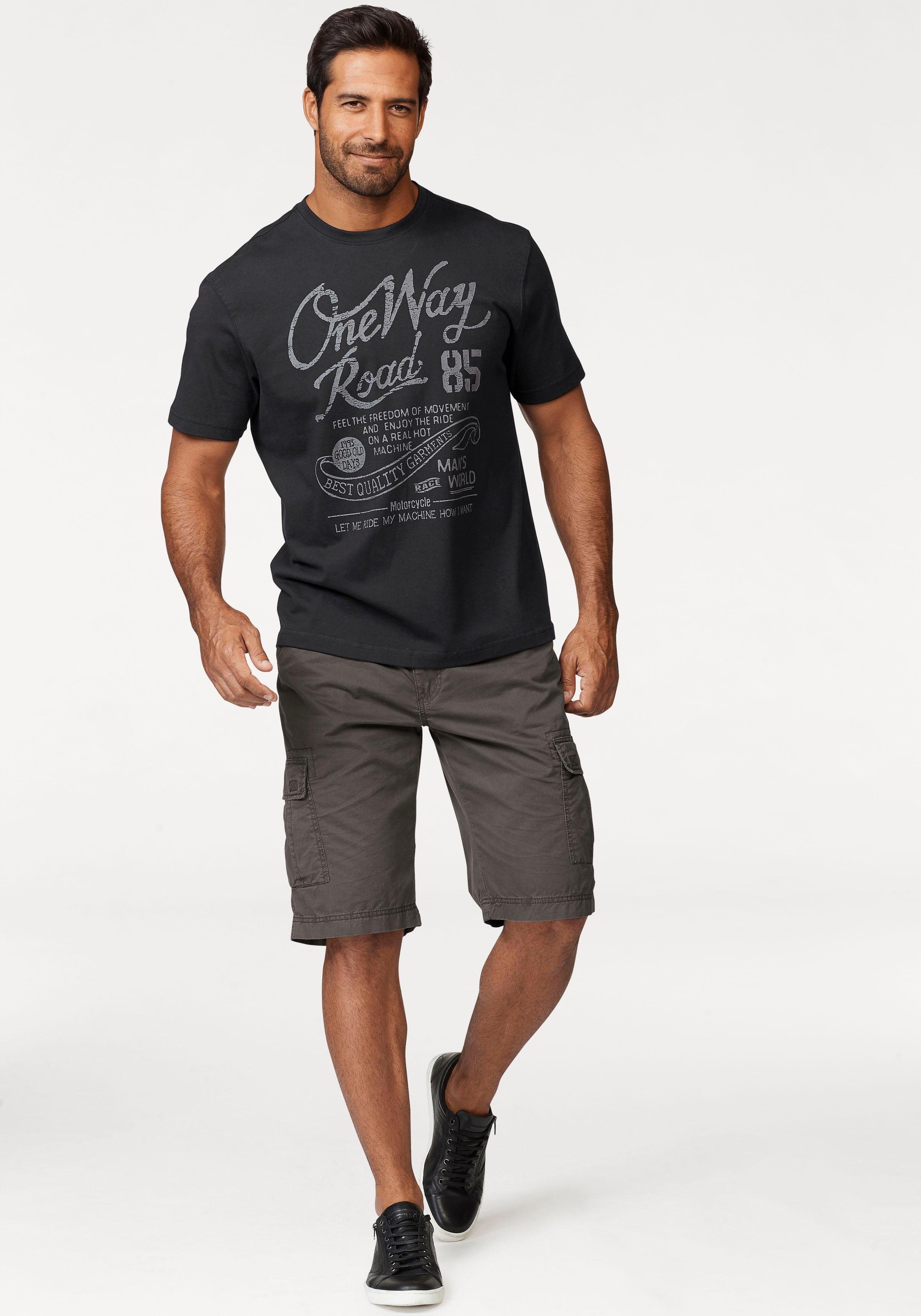 Man's World T-shirt Korte mouwen, regular fit, met print, ronde hals, in used-look