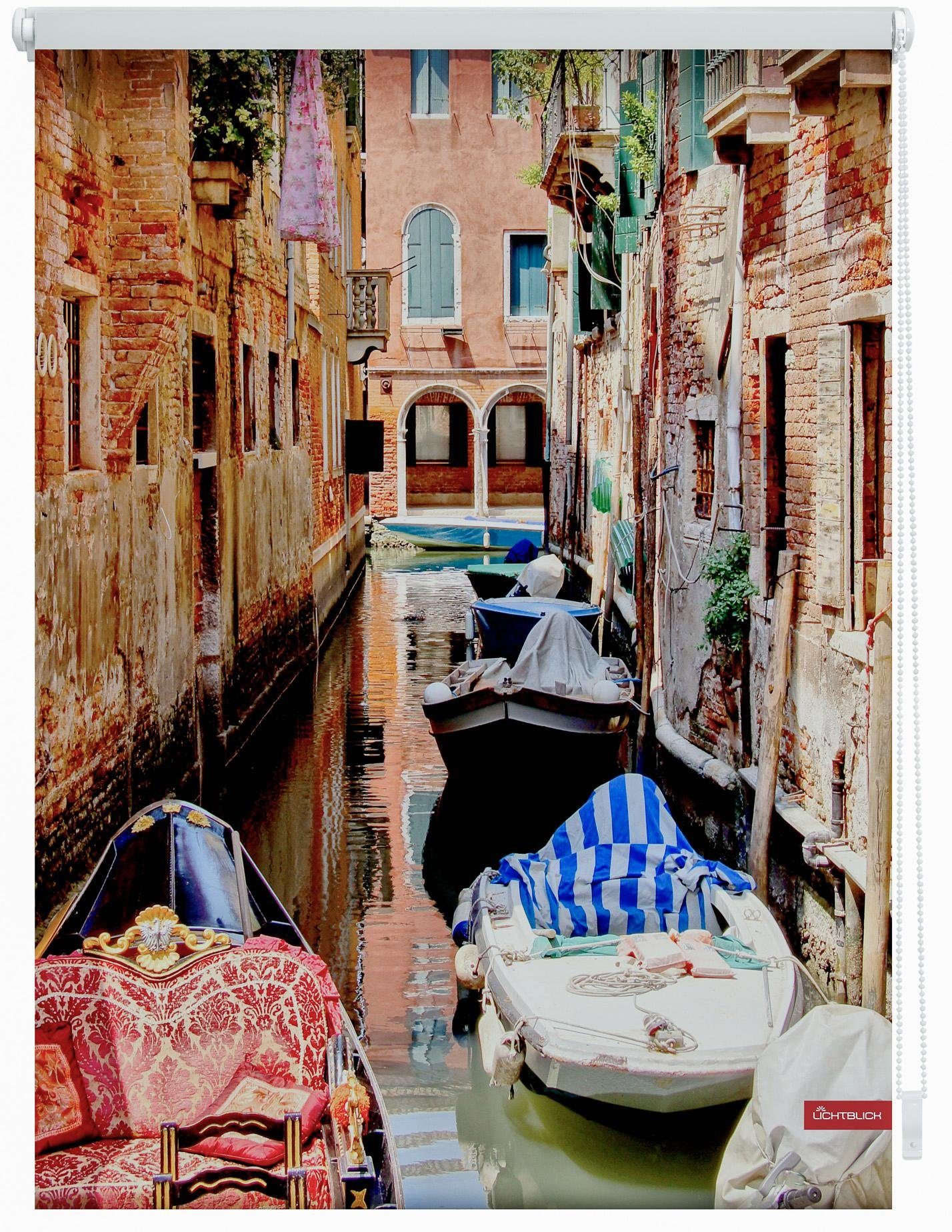 LICHTBLICK Rolgordijn met zijbediening Klemmfix motief Venetië Gondola gedessineerd (1 stuk)