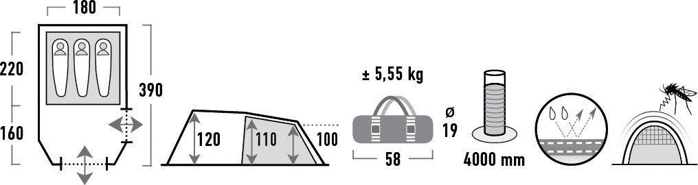 High Peak Tunneltent Atmos 3 (set)