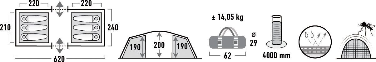 High Peak Tunneltent Tauris 6 (set)