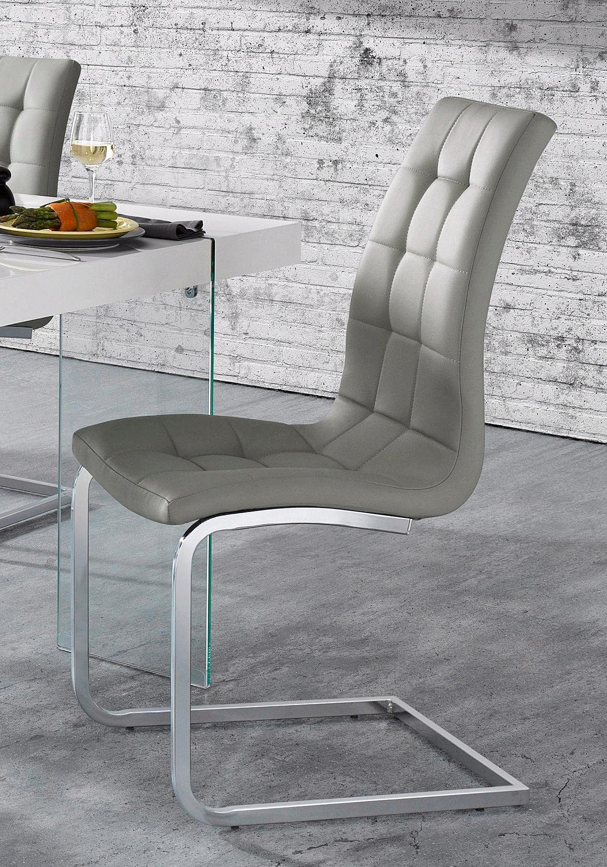 INOSIGN Vrijdragende stoel Lola set van 2 of 4, bekleding van imitatieleer of fluweelstof, chroom metalen frame (set)