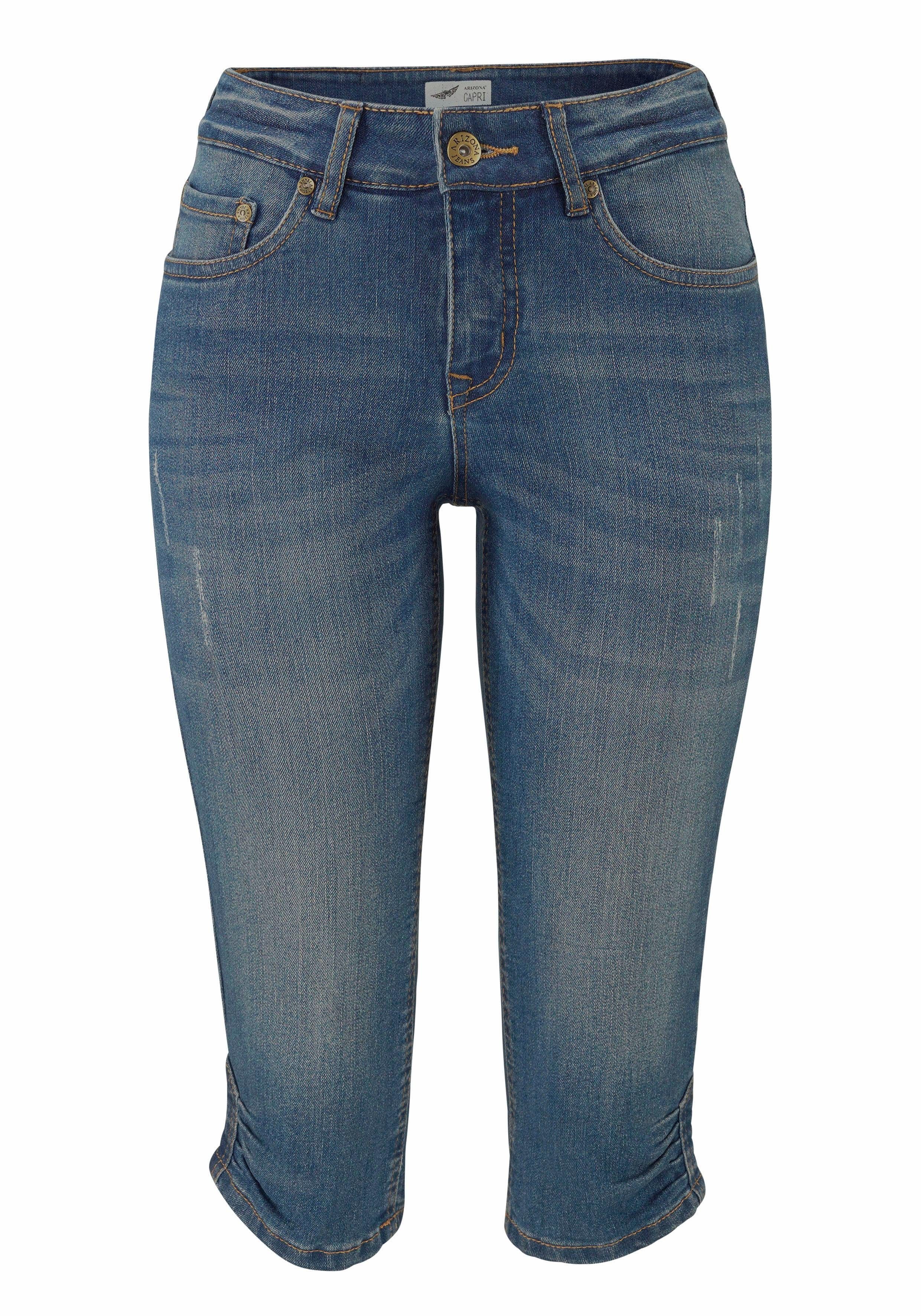 Arizona Capri jeans smalle pasvorm, met destroyed-effecten, lage taille