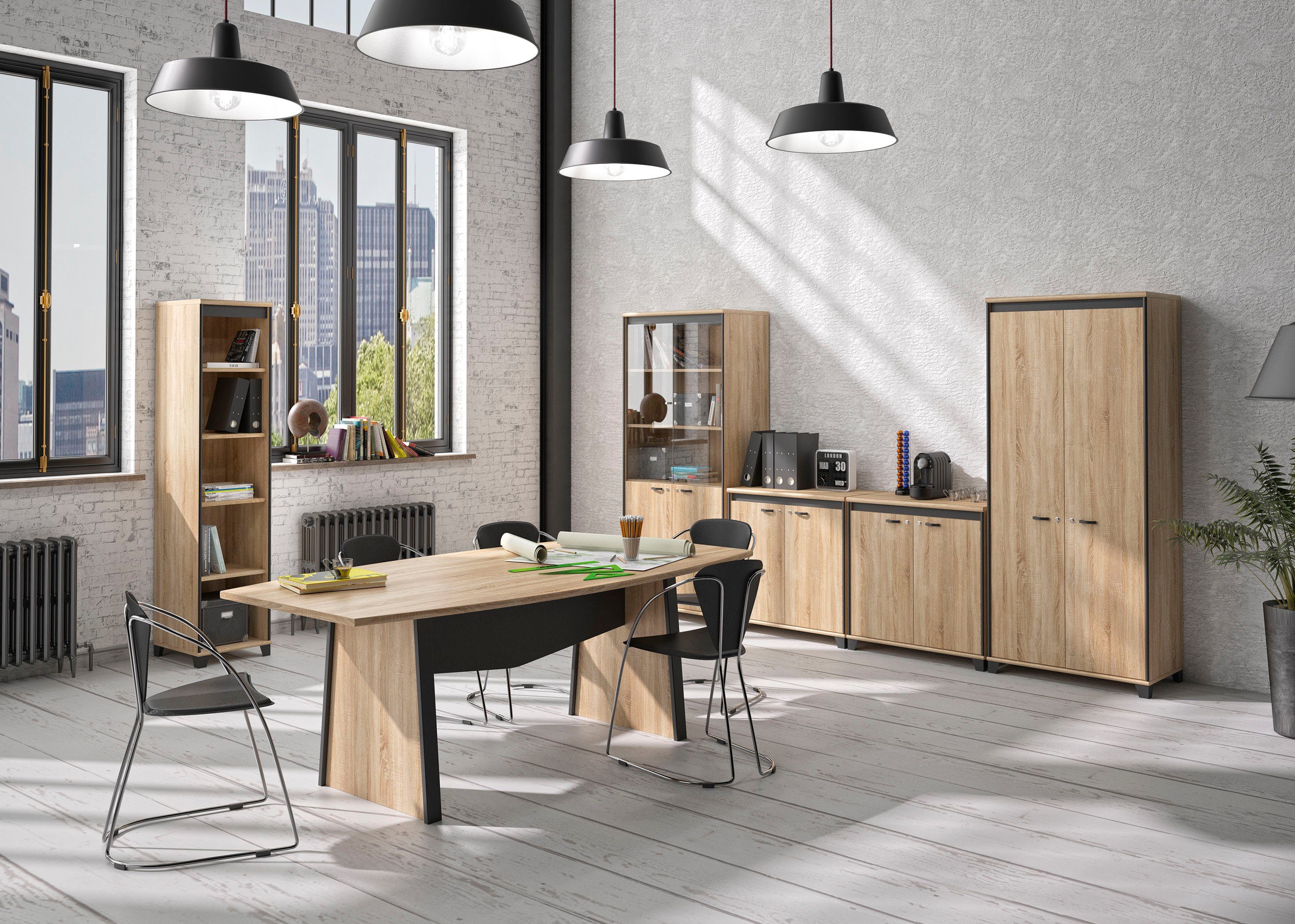 Gami Archiefkast Mambo 2 houten deuren, 2 glasdeuren bijzetkastjes