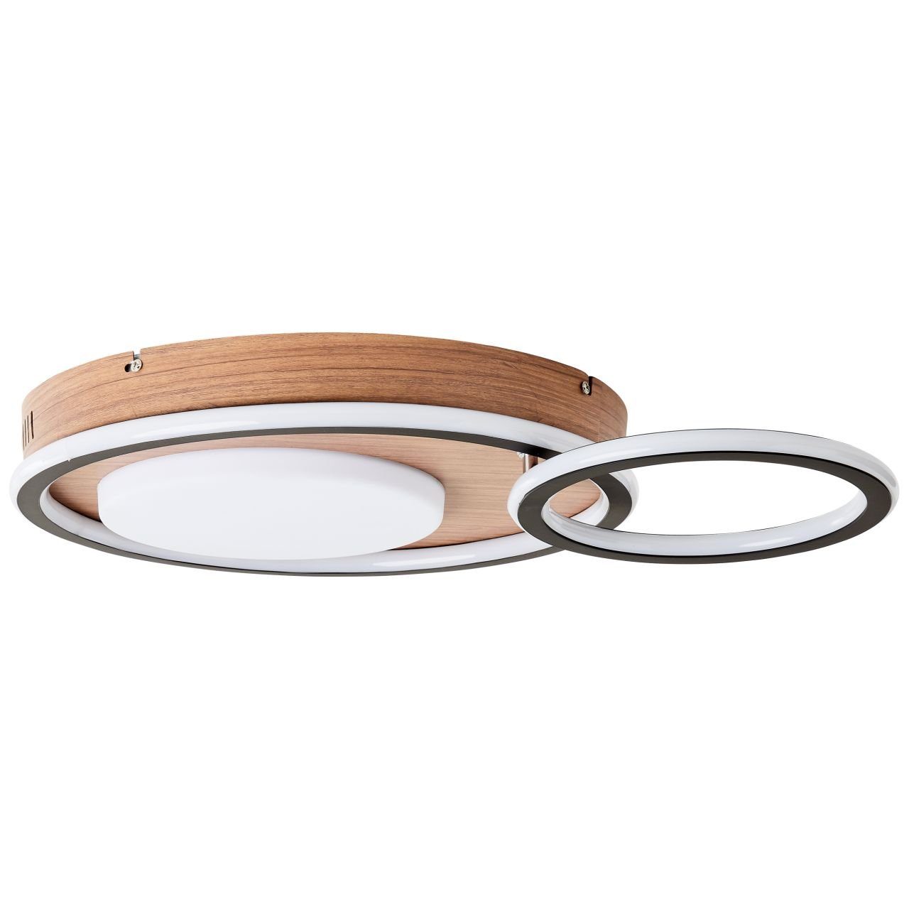 Brilliant Leuchten Led-plafondlamp Karney 40x57 cm, 5600 lumen, warmwit, draaibaar en dimbaar, aluminium, houtlook (1 stuk)