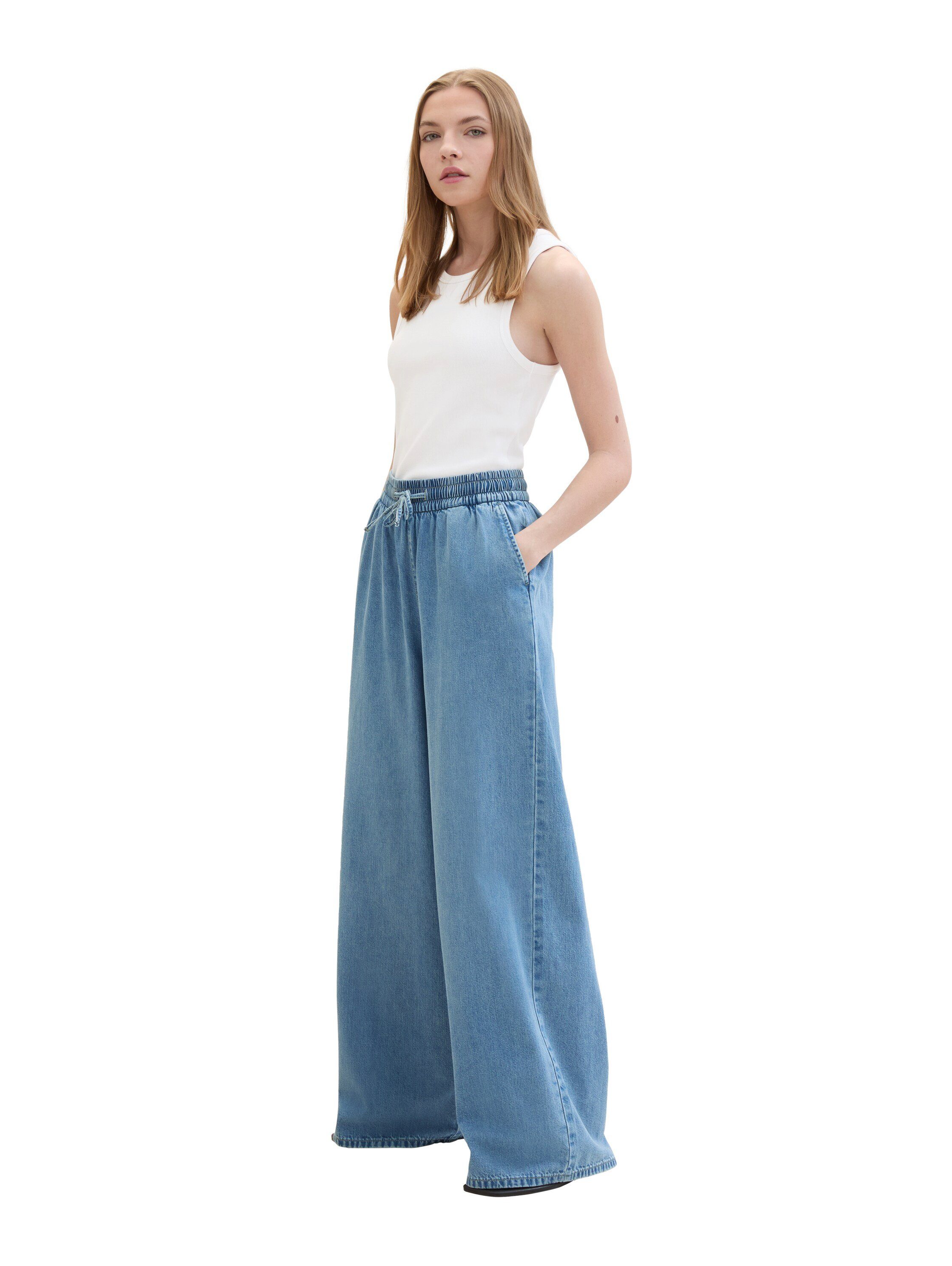 Tom Tailor Denim Wijde jeans met steekzakken opzij