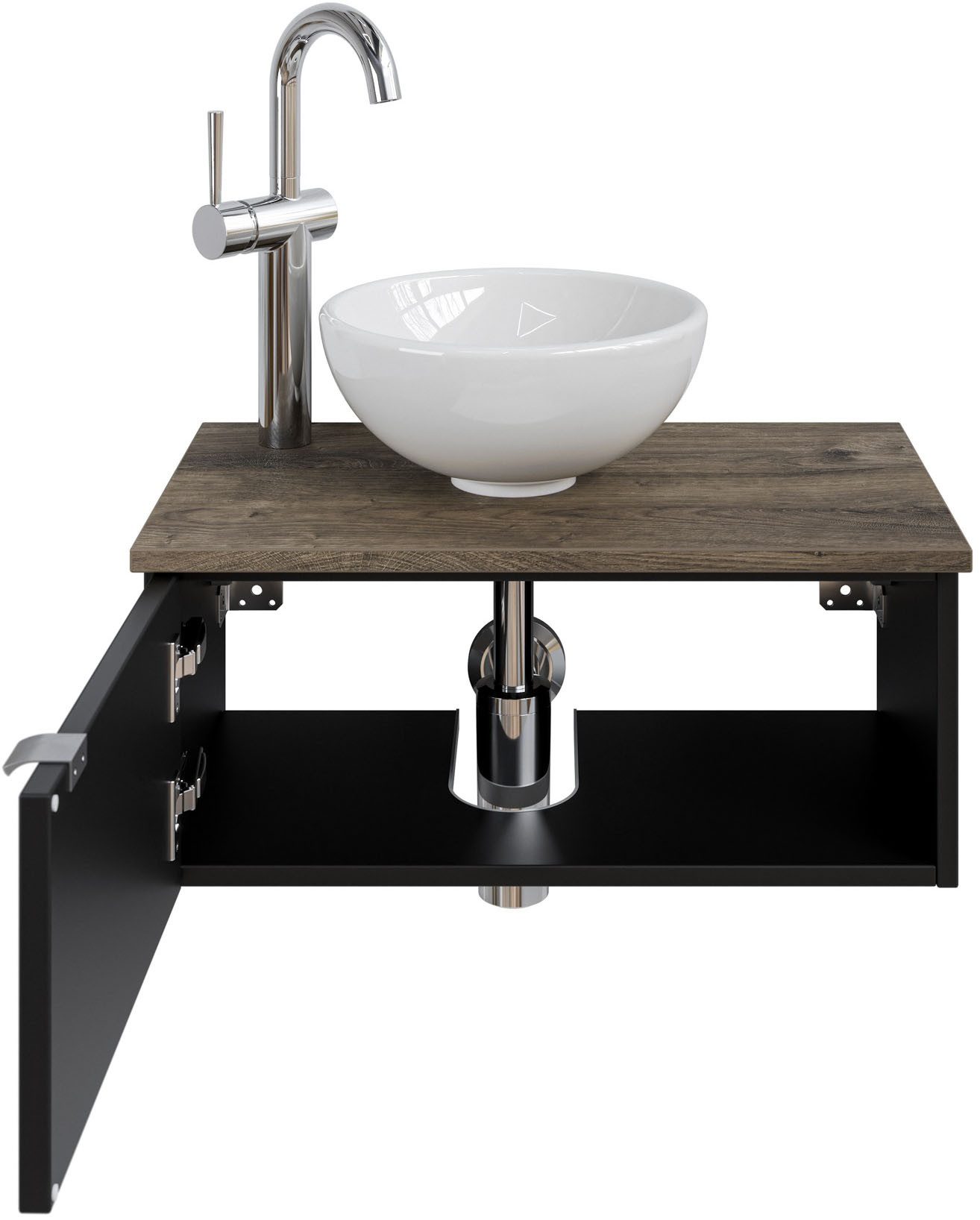 Saphir Wastafelonderkast Serie 6915 wastafel met onderkast voor gastenbadkamer, tweede toilet (3-delig)