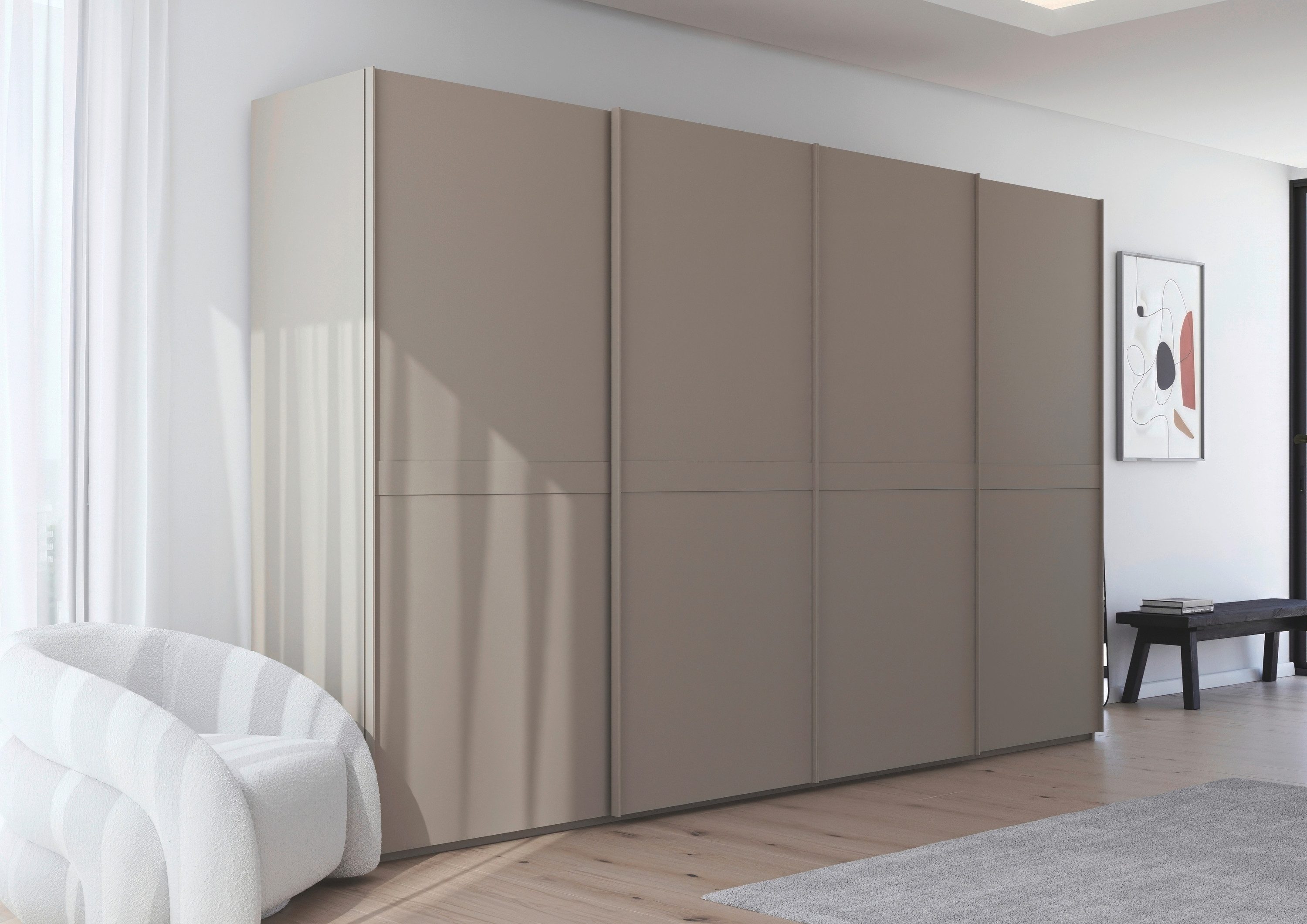 rauch Schuifdeurkast Kledingkast kast garderobe slaapkamerkast SCALE-LINE edel uiterlijk met buikband in corpuskleur decorfront made in germany