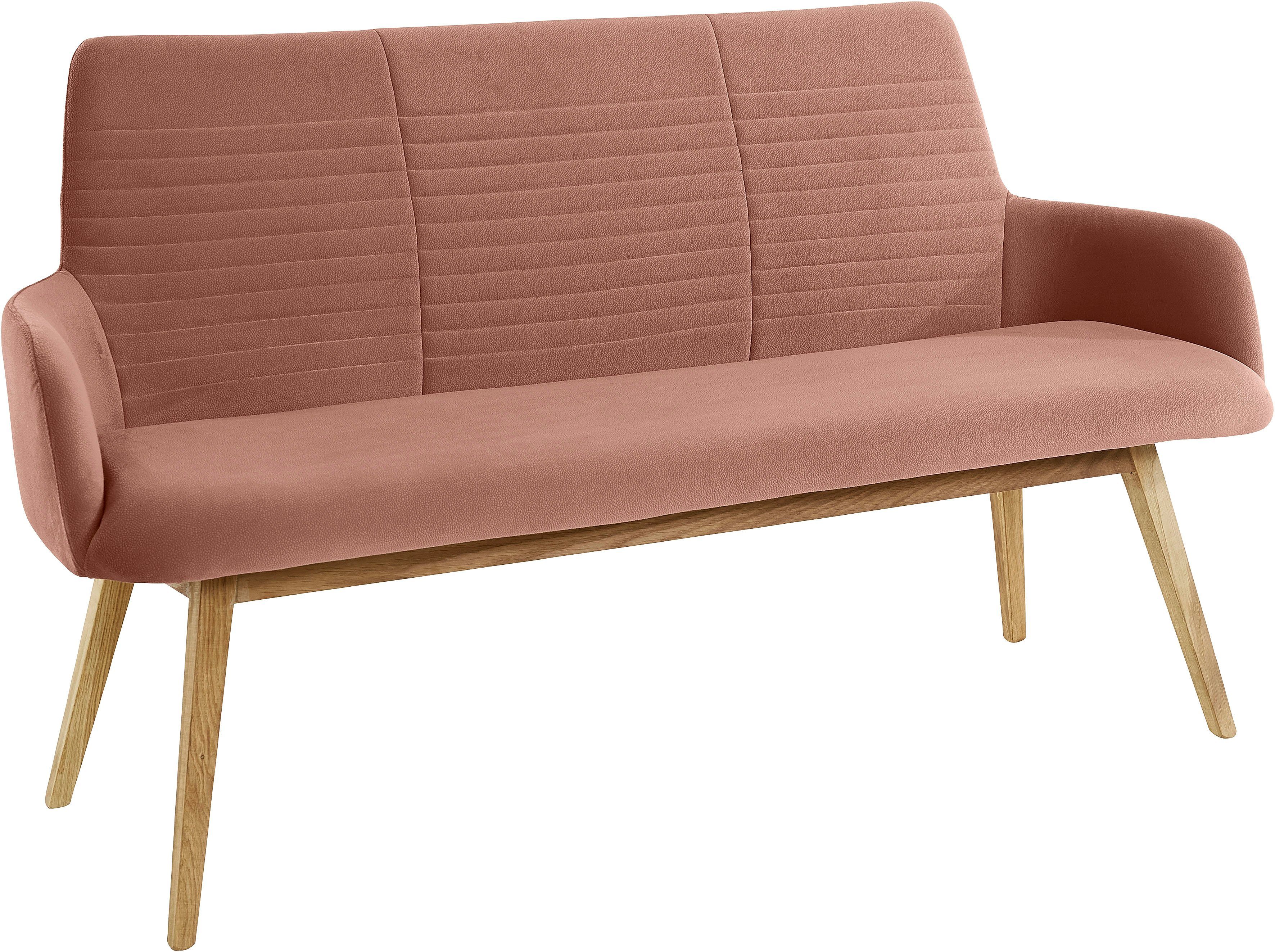 OTTO products Zitbank Alessja Breedte 160 cm, bekleding van microvezel, frame van eiken massief hout (1 stuk)