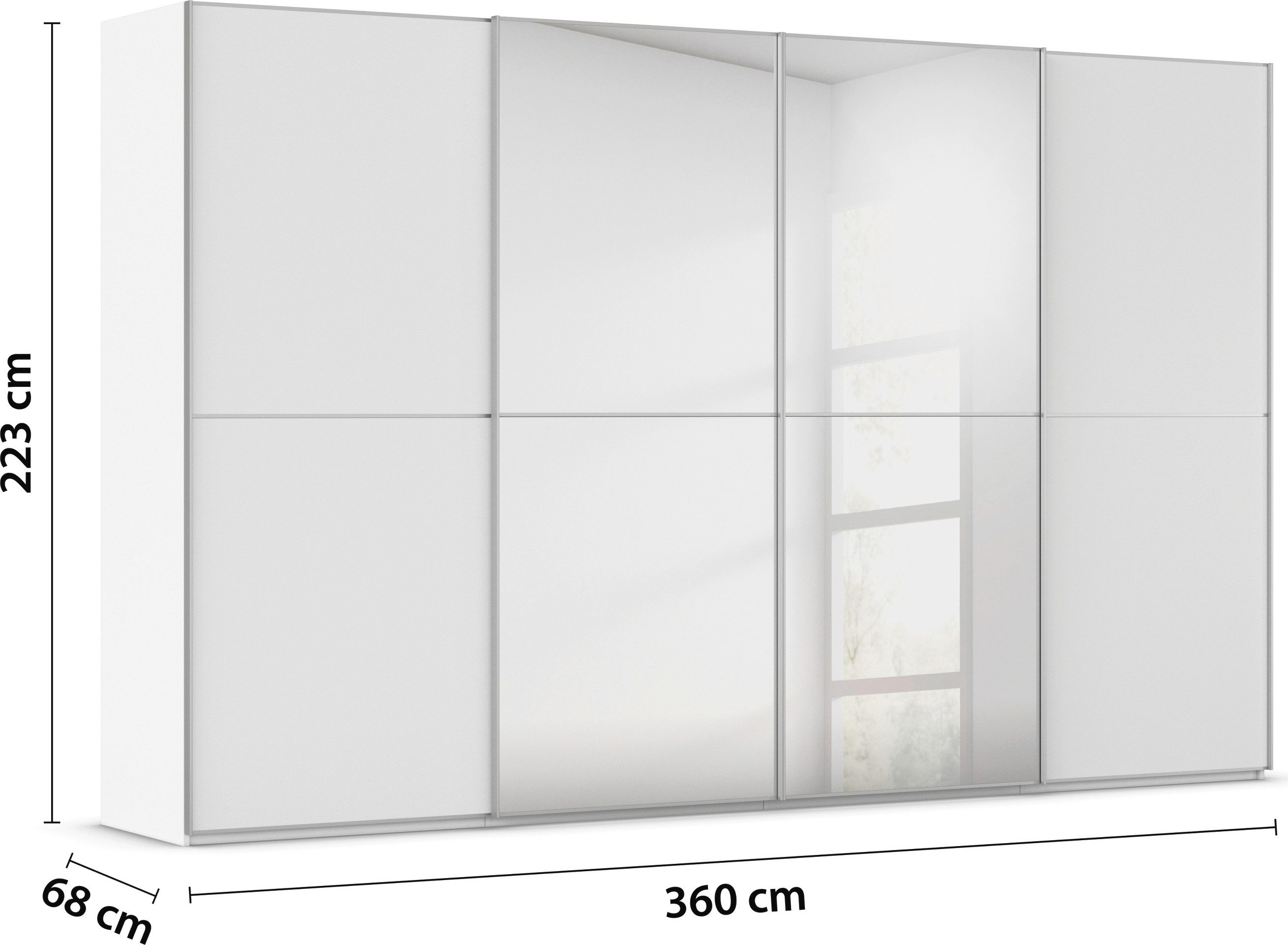 rauch Schuifdeurkast Kledingkast Kast Garderobe Slaapkamerkast SCALE-DUO edel tweedelige deuren, spiegel en 3 sierlijsten made in germany