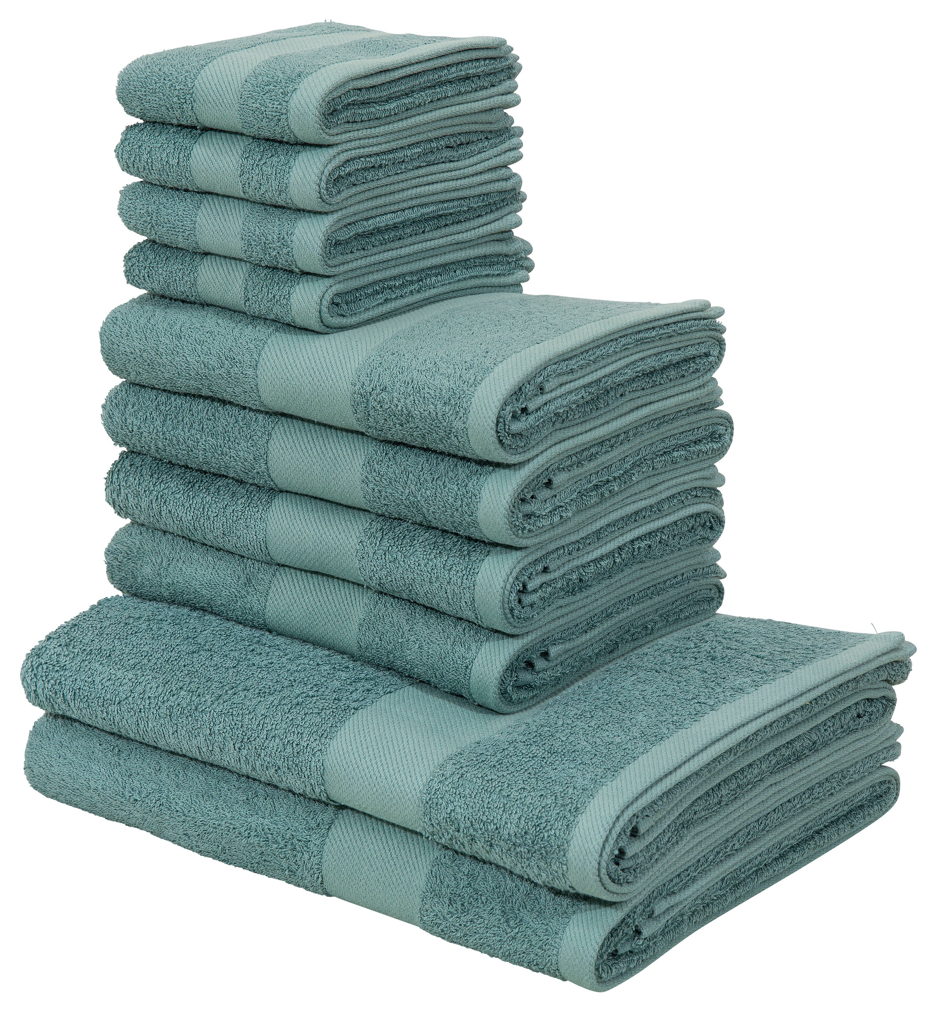 my home handdoekenset melli handdoekenset in stijlvolle kleuren, 100% katoenen handdoeken (set, 10-delig) groen