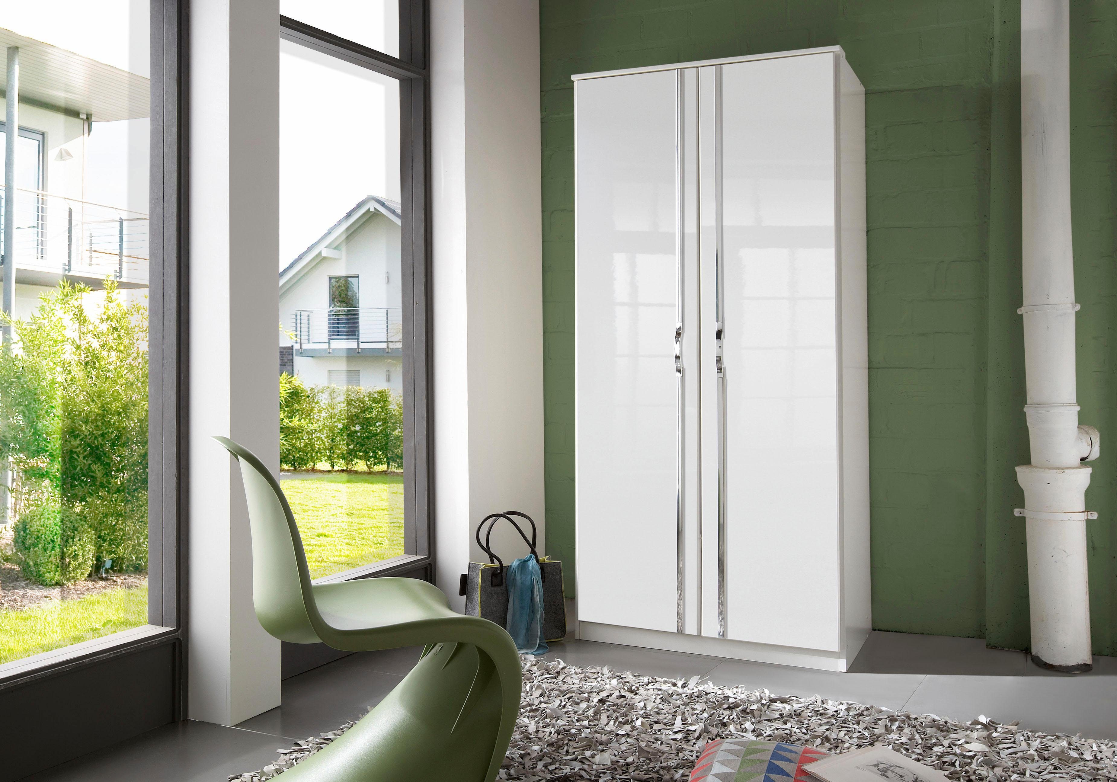 Wimex Draaideurkast Tromo met fronten in hoogglans, chroomkleurige strips en handgrepen, 90 cm breed