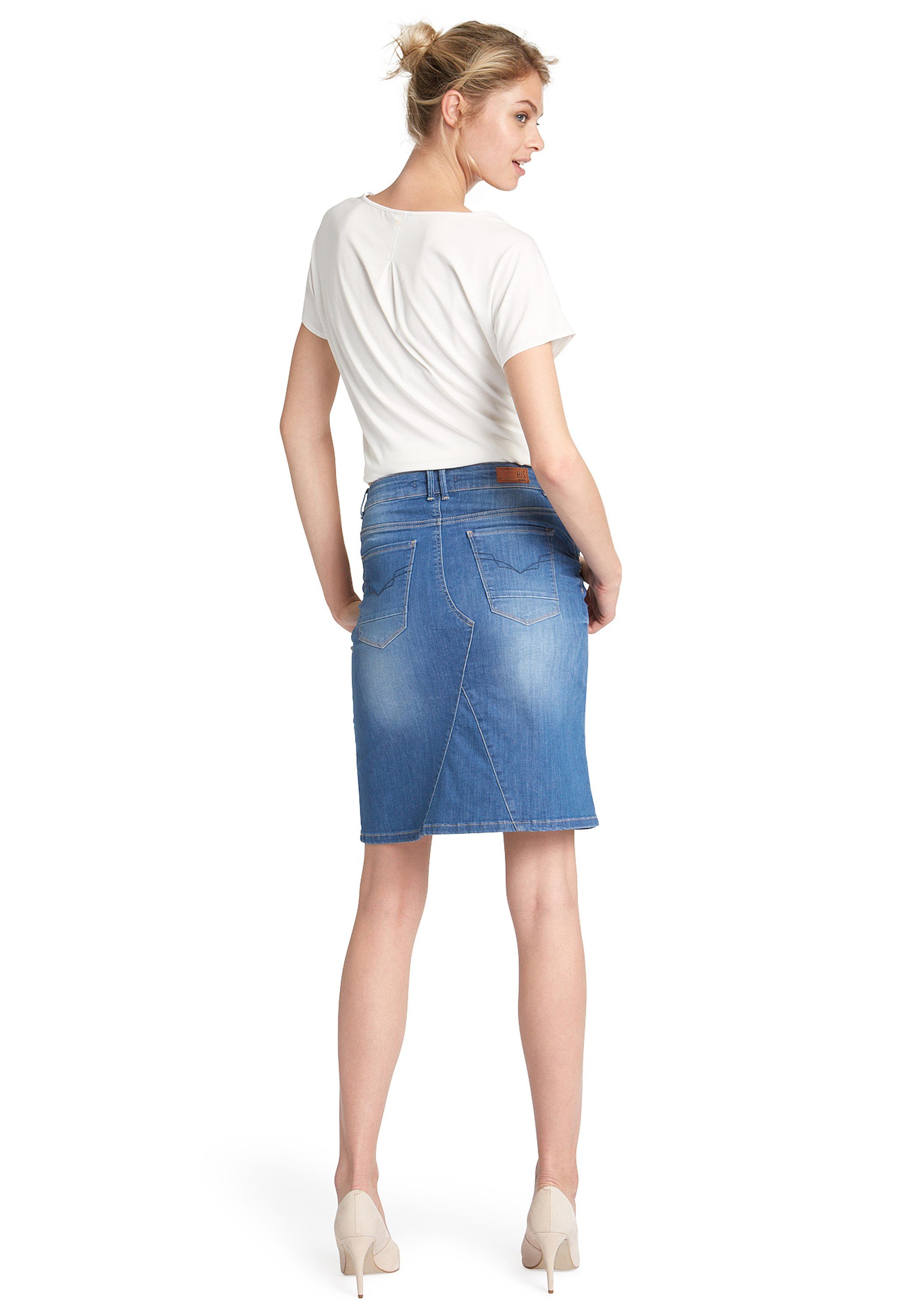 H I S Rok   Denim  stretch  skirt MIDI A shape  nu online 